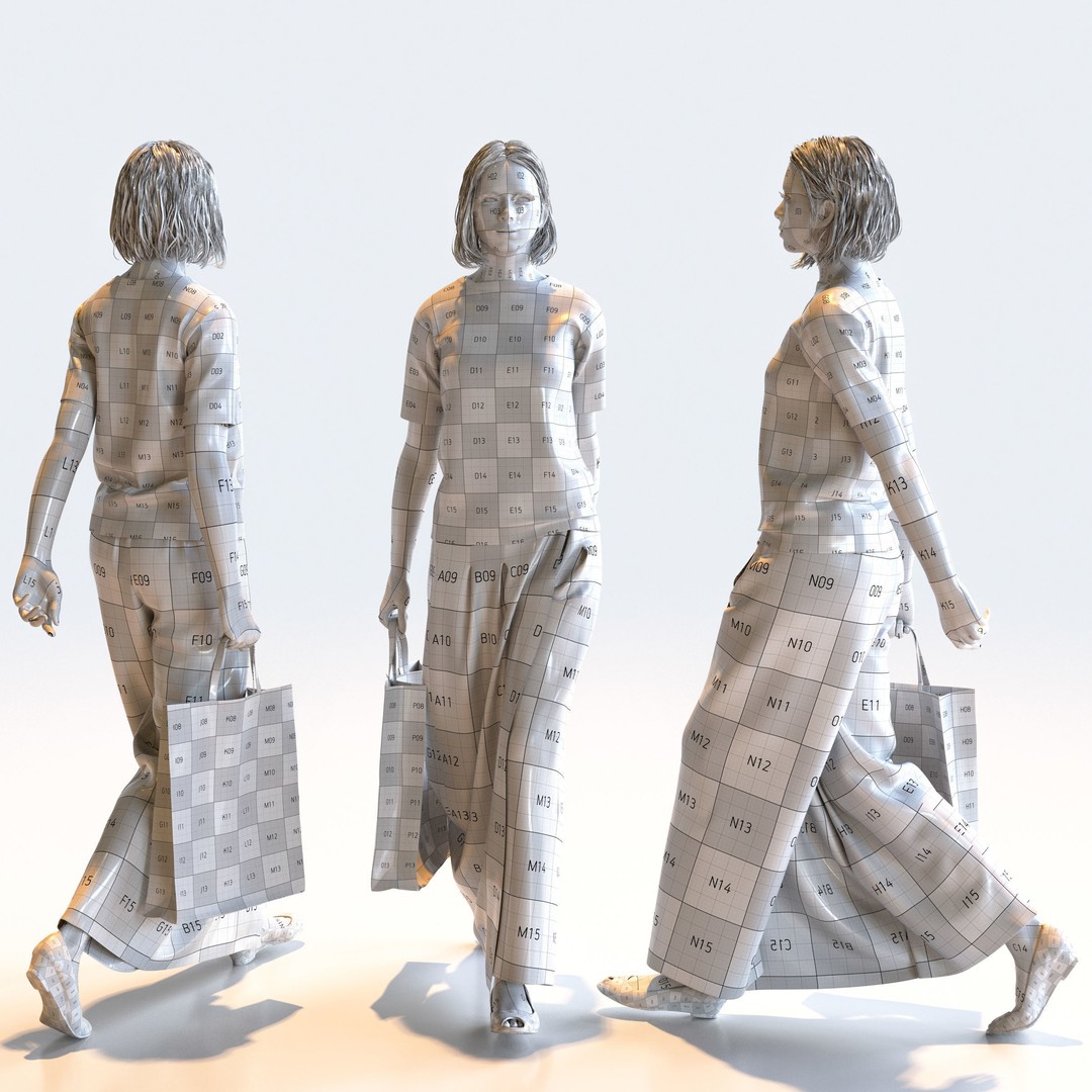 Posed Asian Casual Woman 3D Model – Realistic Character Pack, FBX - View 23