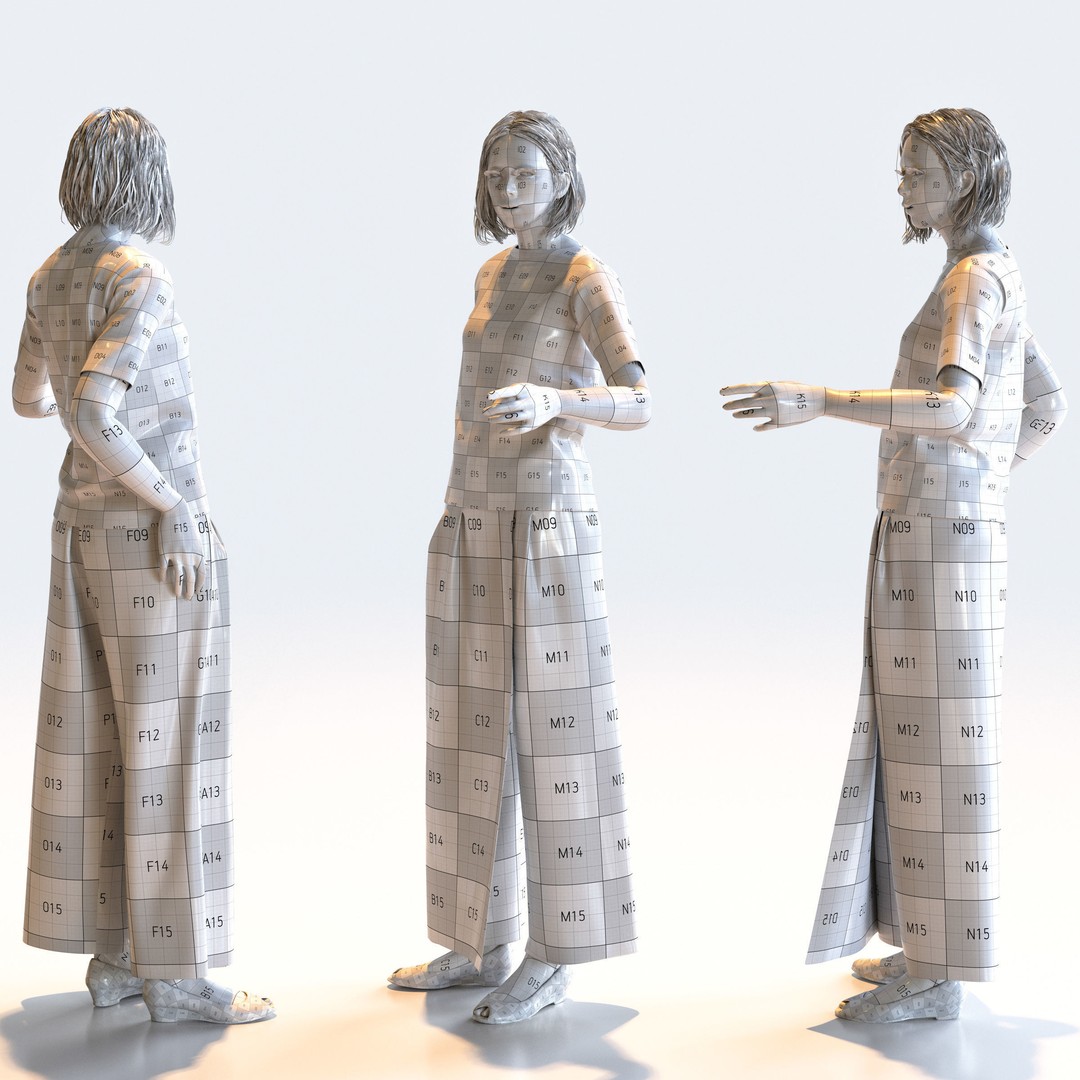 Posed Asian Casual Woman 3D Model – Realistic Character Pack, FBX - View 7
