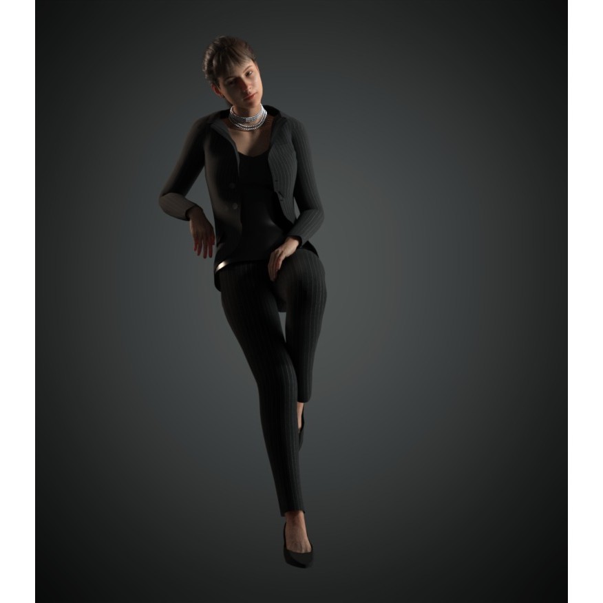 Elegant Woman Suit 3D Model – Low Poly Game Asset, FBX & Blender - View 3