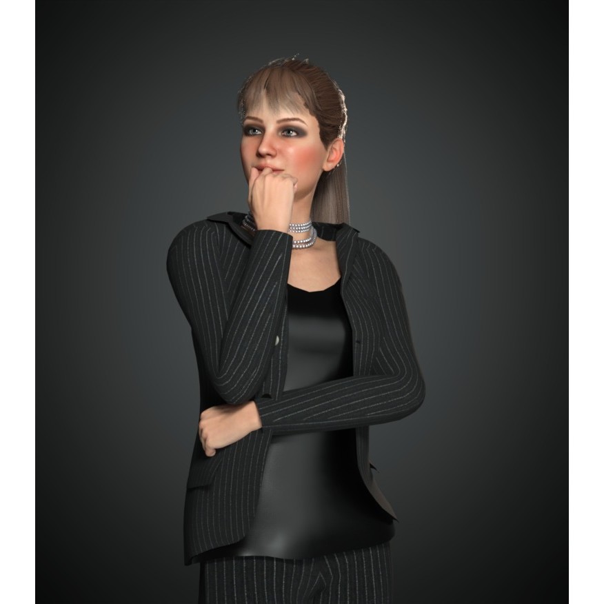 Elegant Woman Suit 3D Model – Low Poly Game Asset, FBX & Blender - View 5