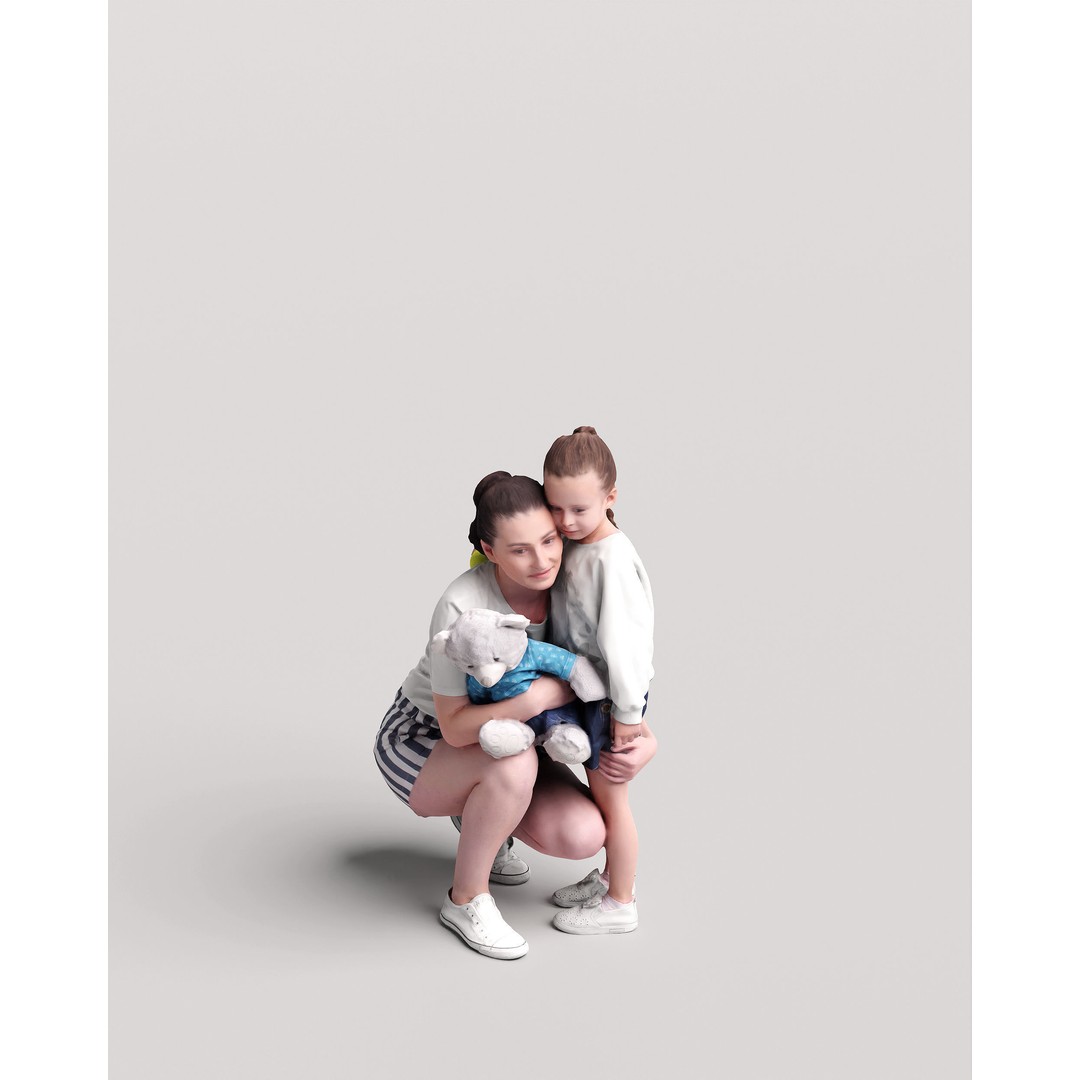 Humano Woman with Child 3D Model – Realistic PBR Character, FBX, Blender - View 10