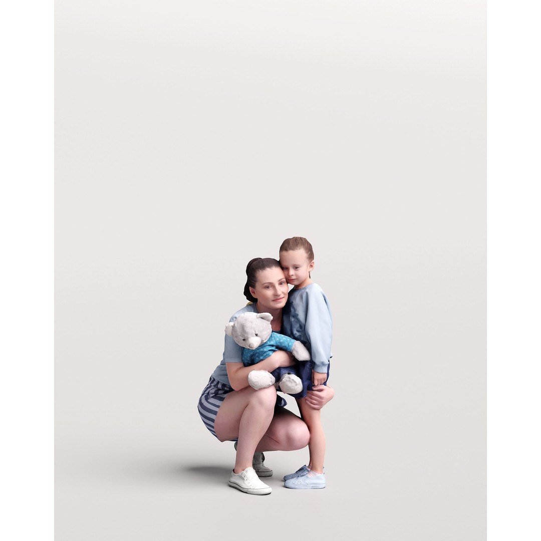 Humano Woman with Child 3D Model – Realistic PBR Character, FBX, Blender - View 11