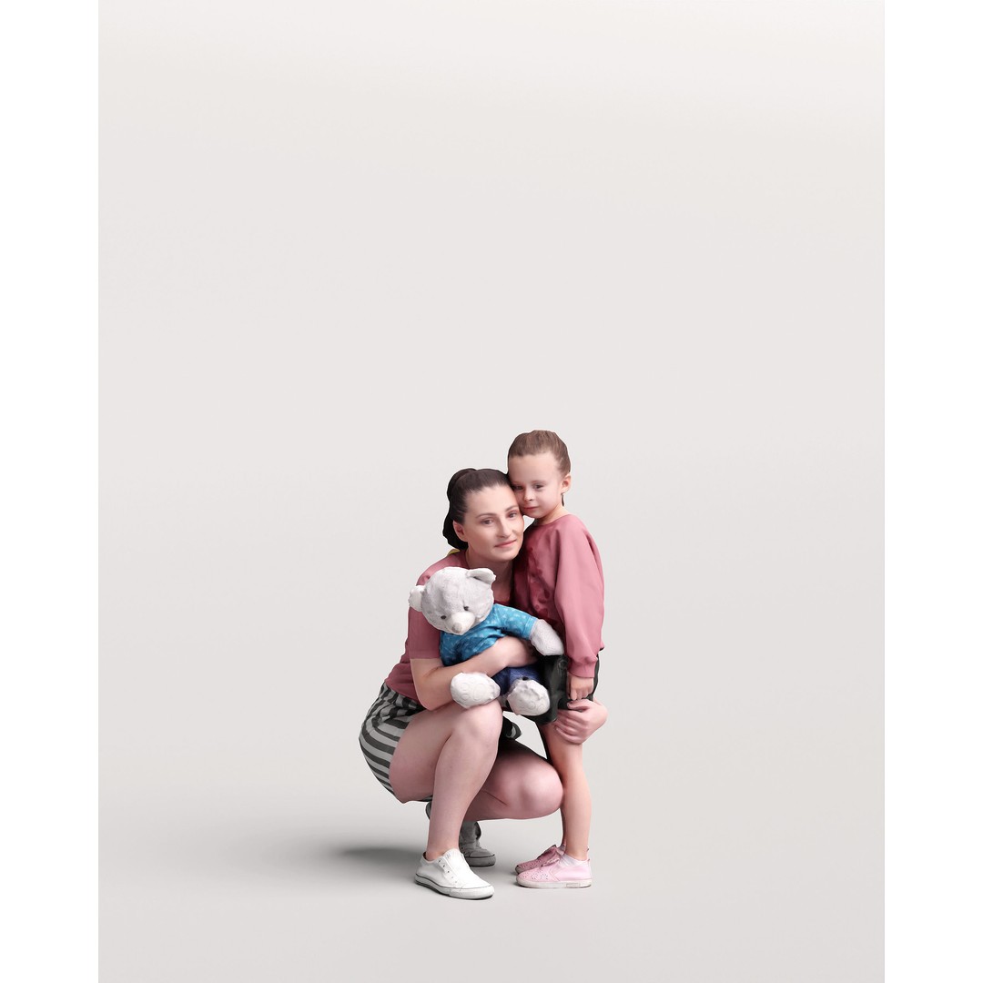 Humano Woman with Child 3D Model – Realistic PBR Character, FBX, Blender - View 12