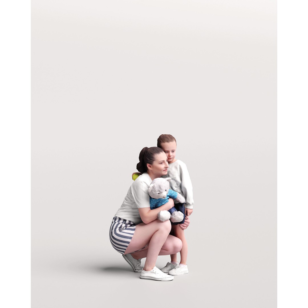 Humano Woman with Child 3D Model – Realistic PBR Character, FBX, Blender - View 4
