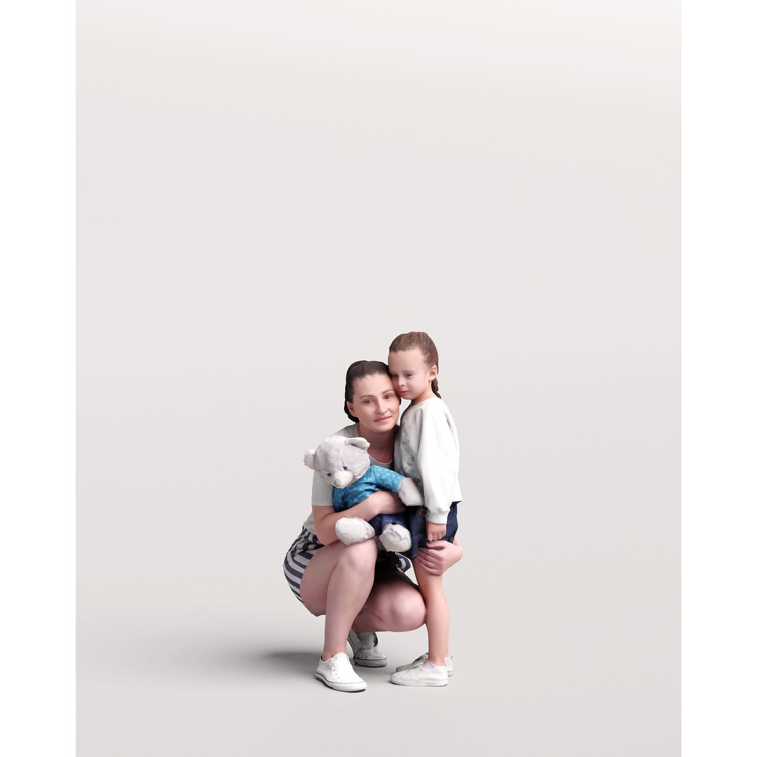 Humano Woman with Child 3D Model – Realistic PBR Character, FBX, Blender - View 5