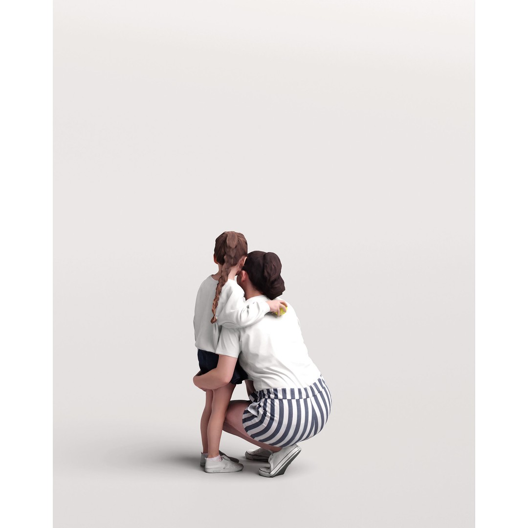 Humano Woman with Child 3D Model – Realistic PBR Character, FBX, Blender - View 6