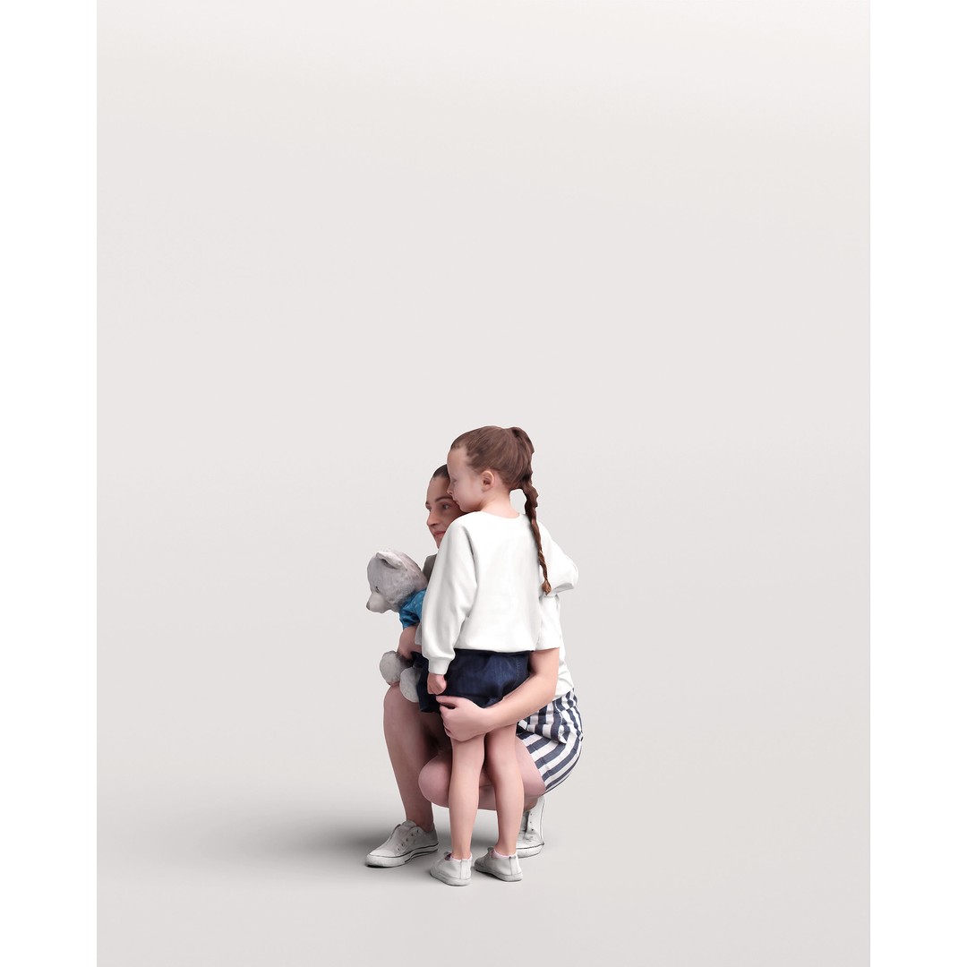 Humano Woman with Child 3D Model – Realistic PBR Character, FBX, Blender - View 7