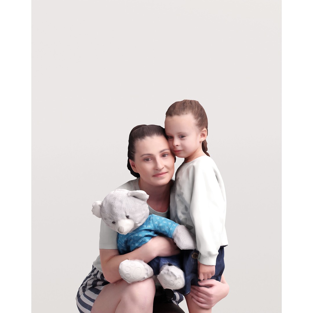 Humano Woman with Child 3D Model – Realistic PBR Character, FBX, Blender - View 8