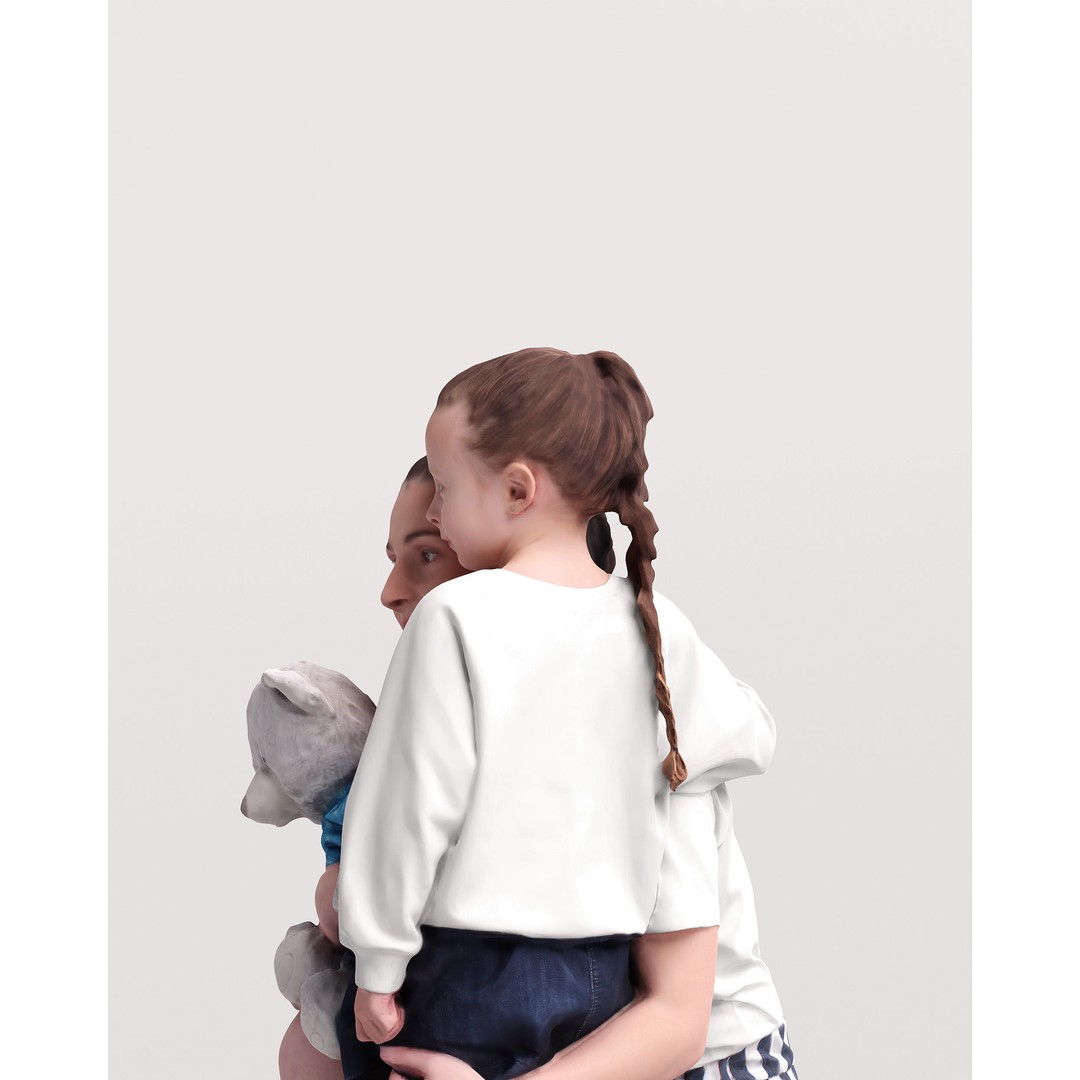 Humano Woman with Child 3D Model – Realistic PBR Character, FBX, Blender - View 9