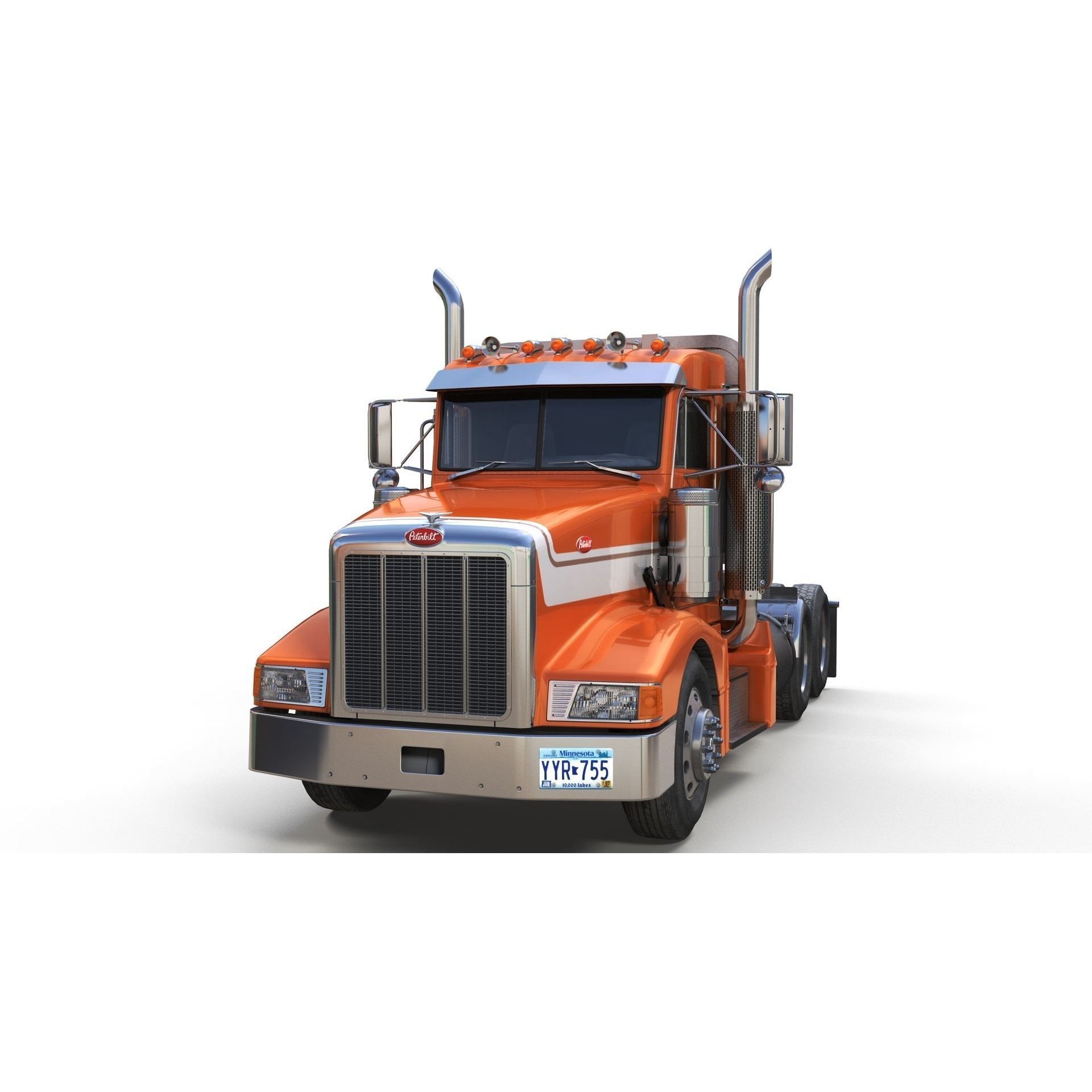 Peterbilt 377 Daycab Truck - Low-Poly Game-Ready 3D Model - View 10