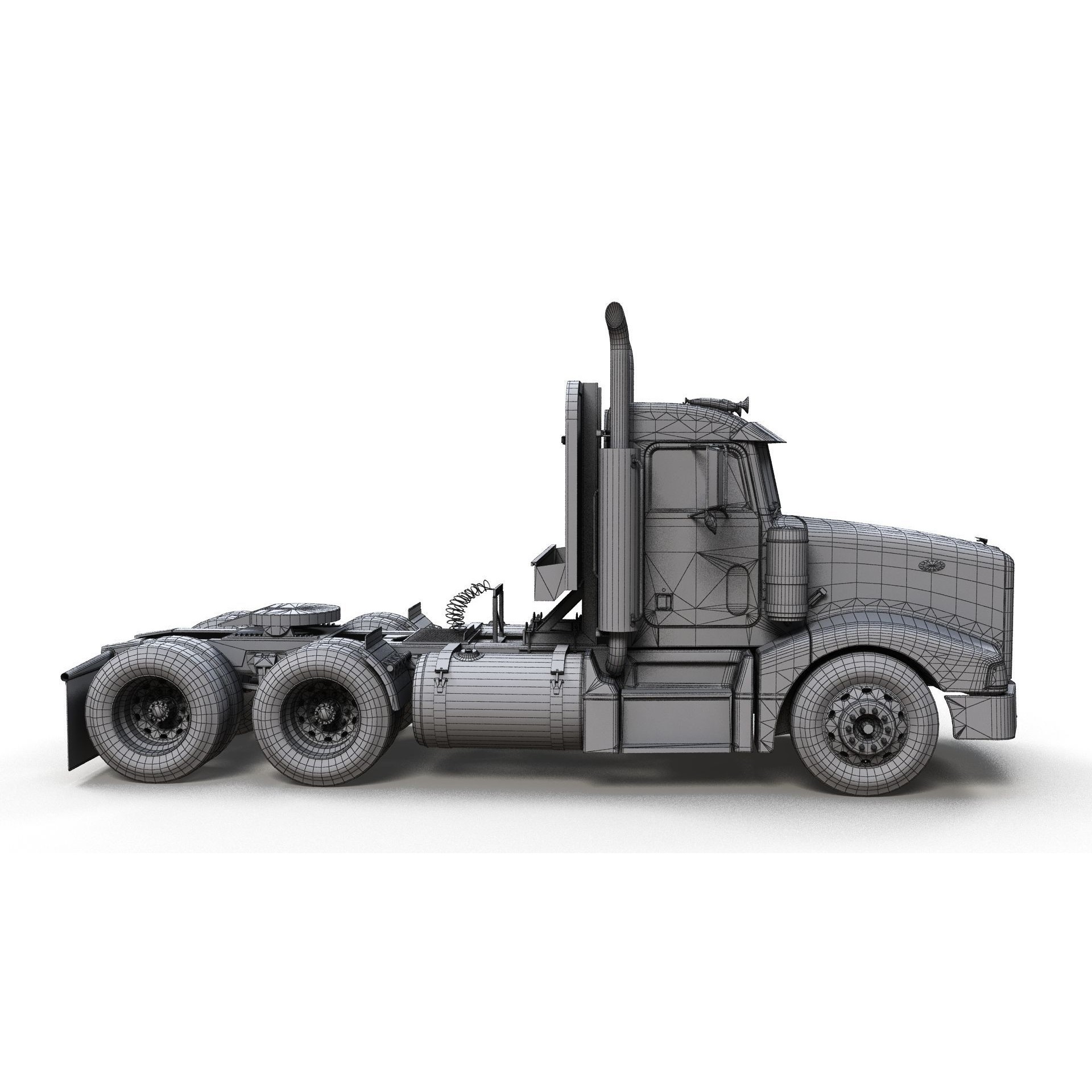 Peterbilt 377 Daycab Truck - Low-Poly Game-Ready 3D Model - View 13