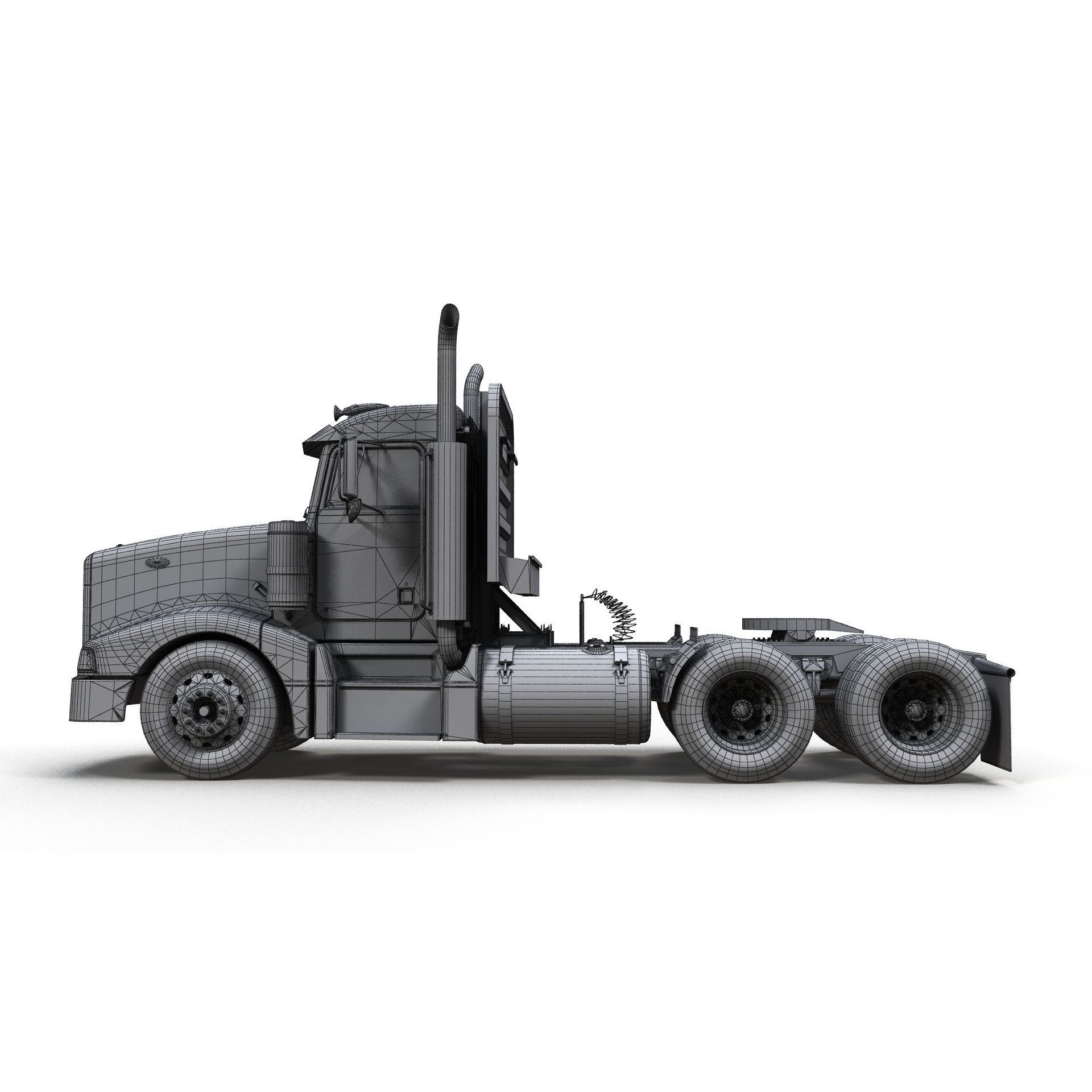 Peterbilt 377 Daycab Truck - Low-Poly Game-Ready 3D Model - View 14