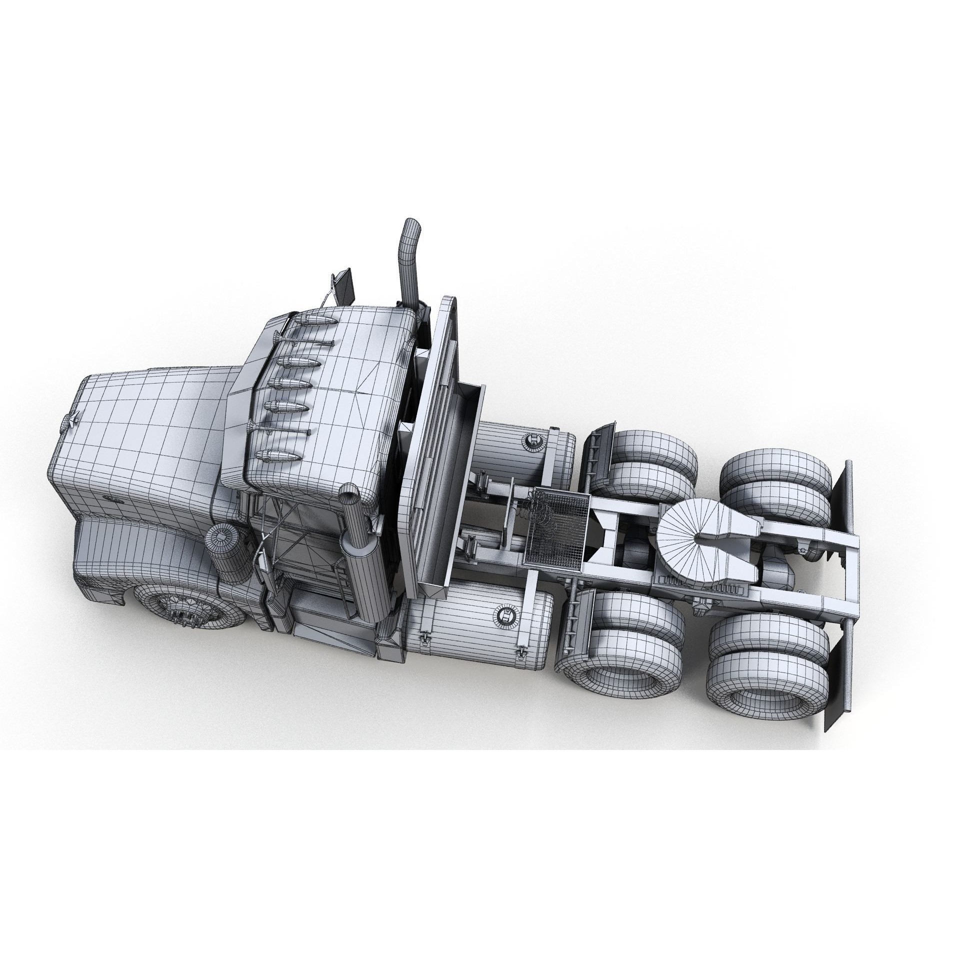 Peterbilt 377 Daycab Truck - Low-Poly Game-Ready 3D Model - View 15