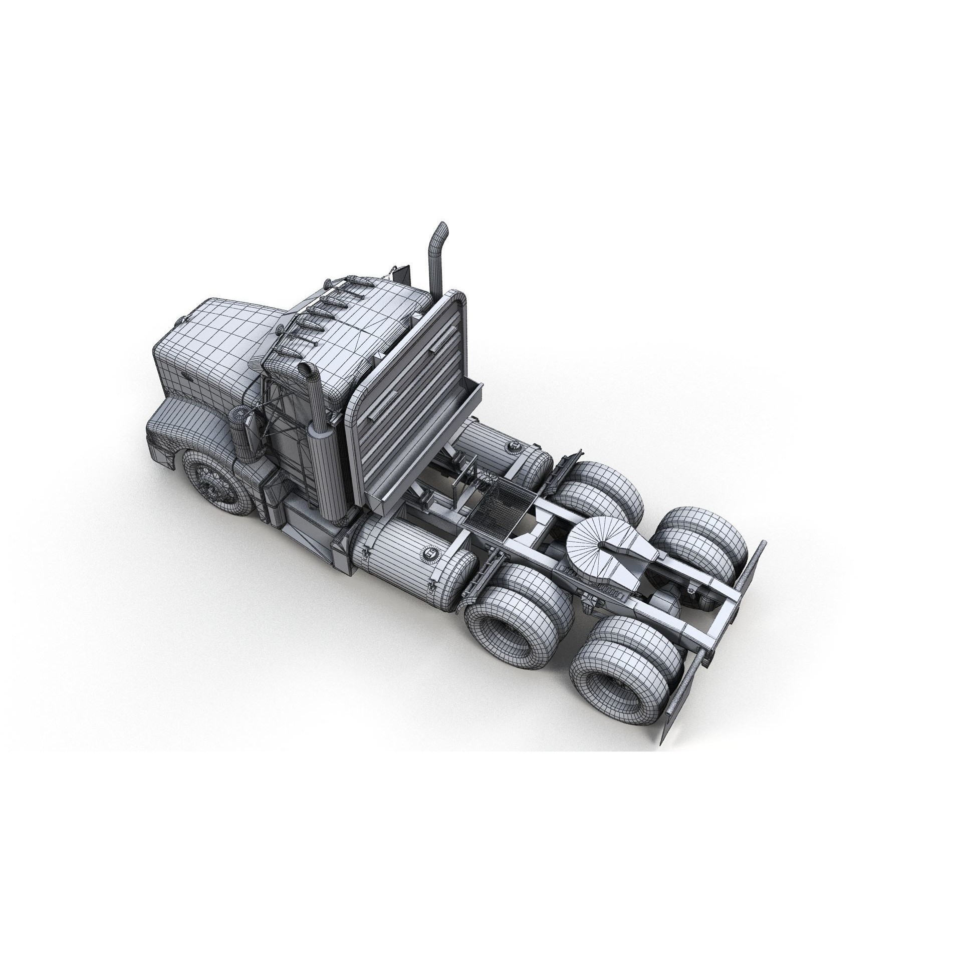 Peterbilt 377 Daycab Truck - Low-Poly Game-Ready 3D Model - View 16