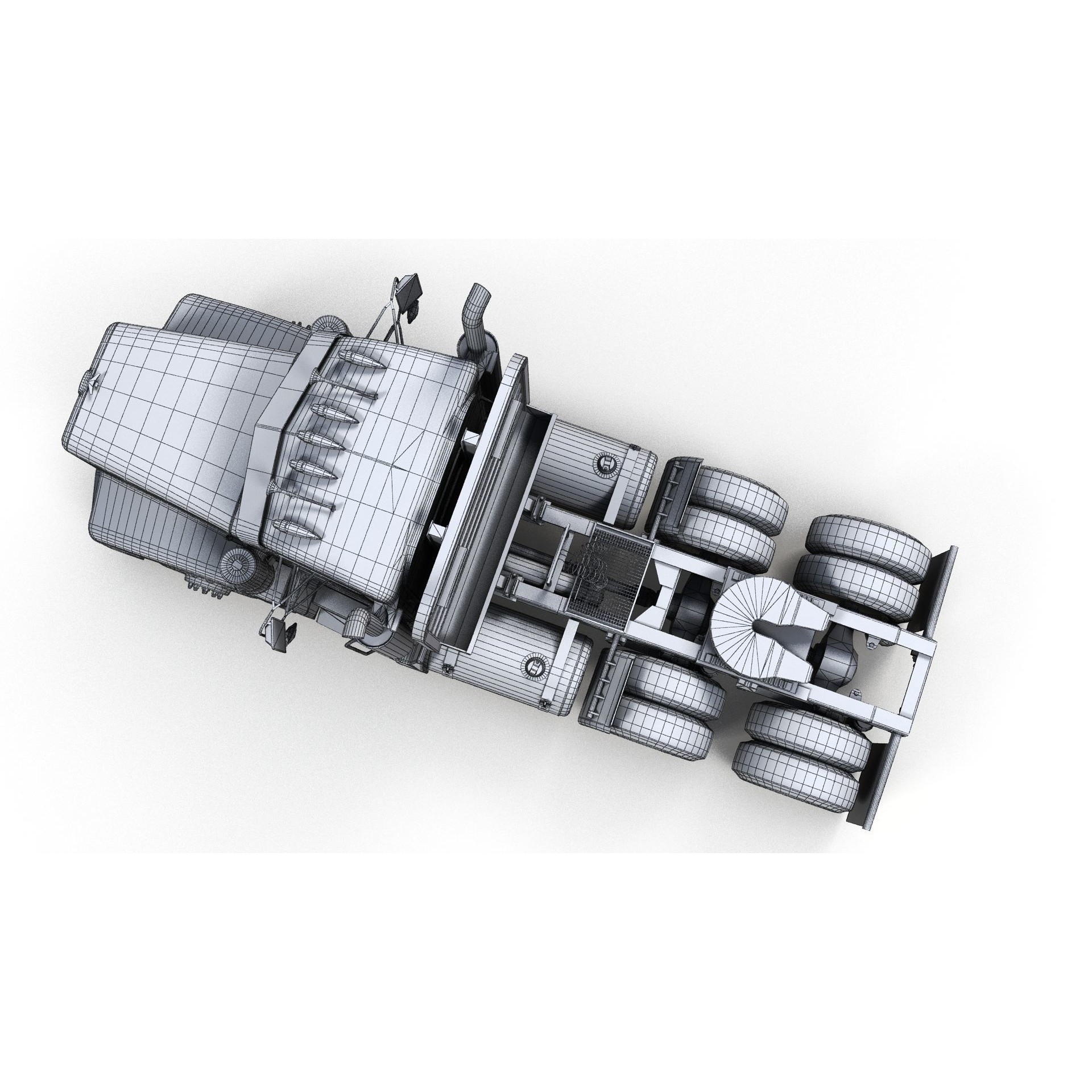 Peterbilt 377 Daycab Truck - Low-Poly Game-Ready 3D Model - View 17