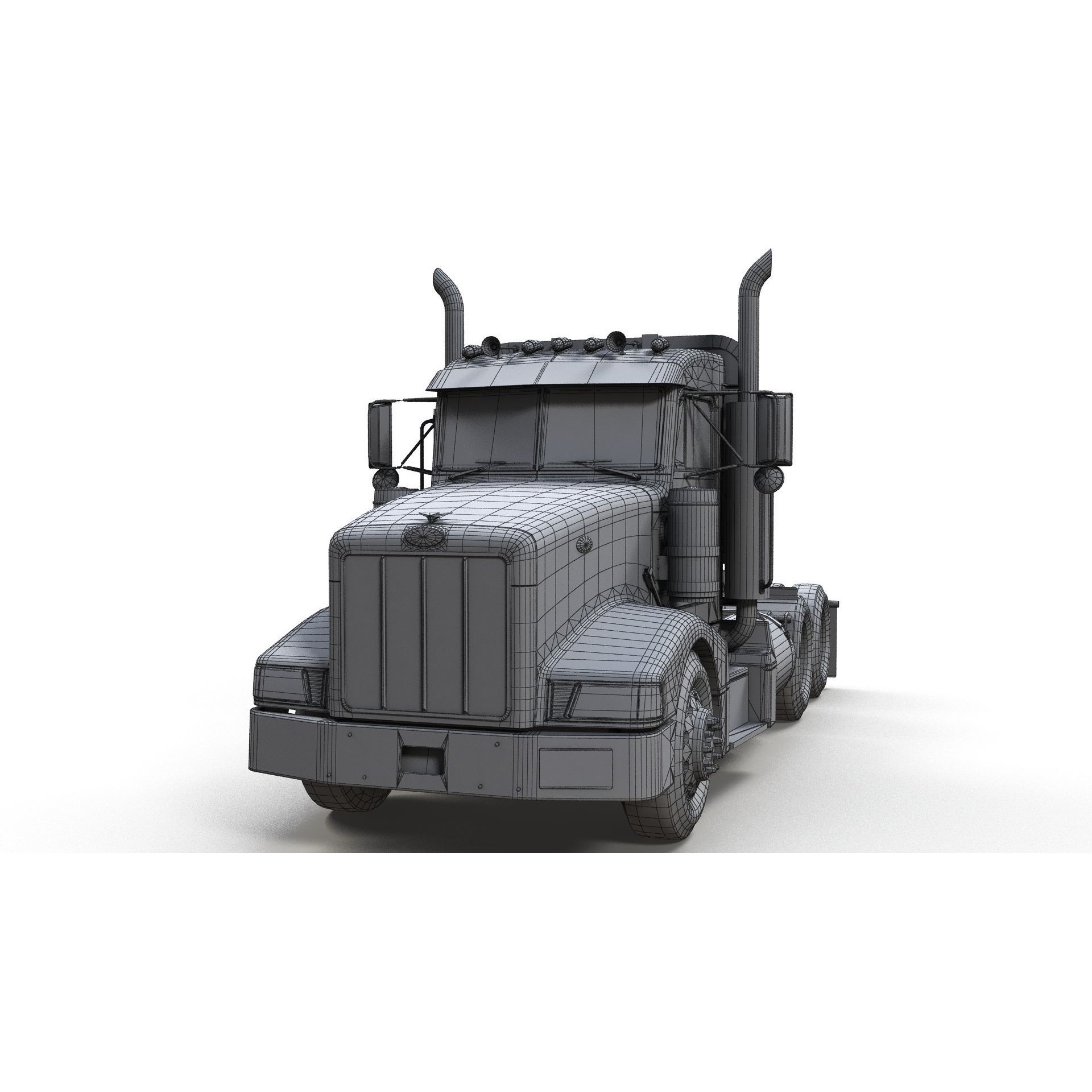 Peterbilt 377 Daycab Truck - Low-Poly Game-Ready 3D Model - View 18