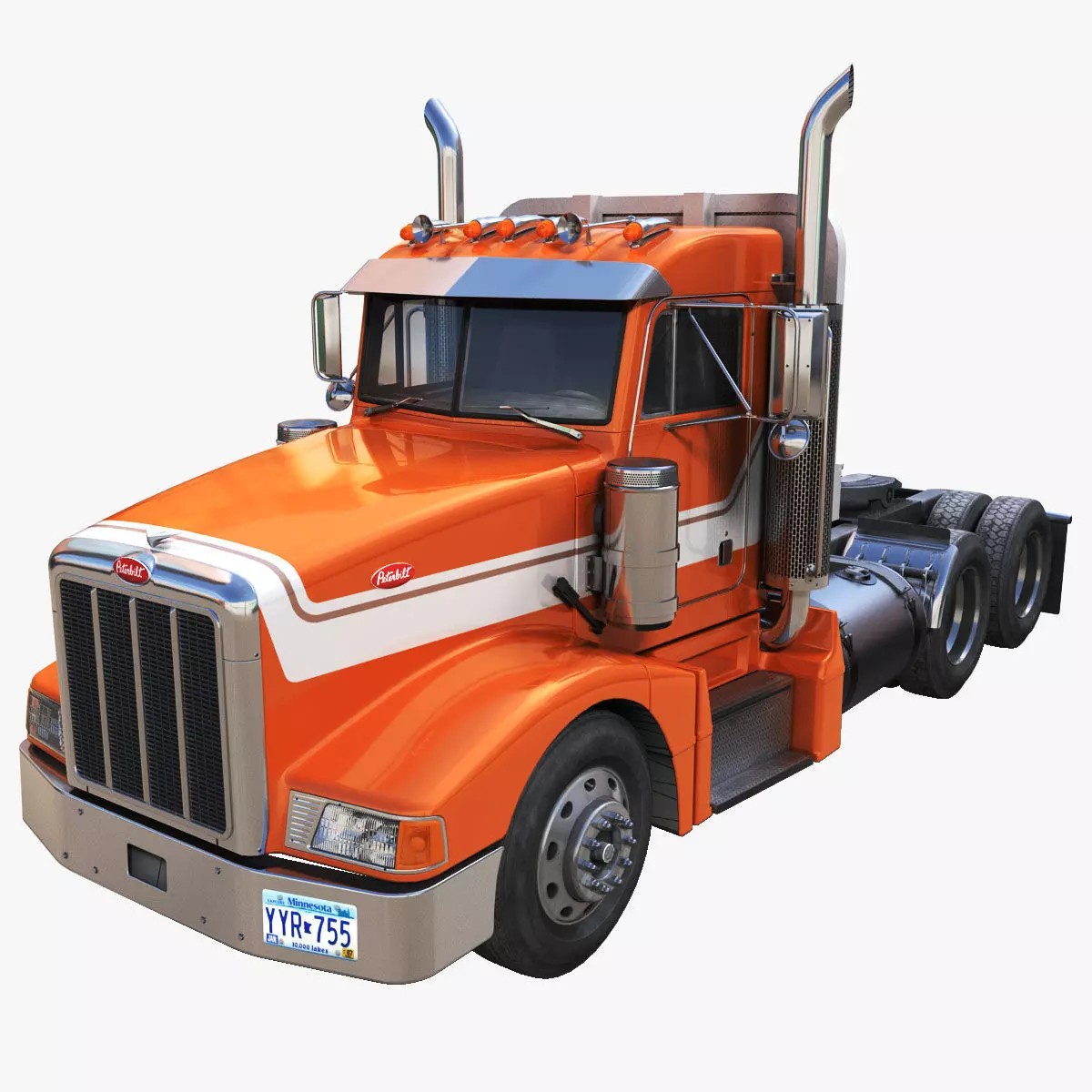 Peterbilt 377 Daycab Truck - Low-Poly Game-Ready 3D Model - View 2
