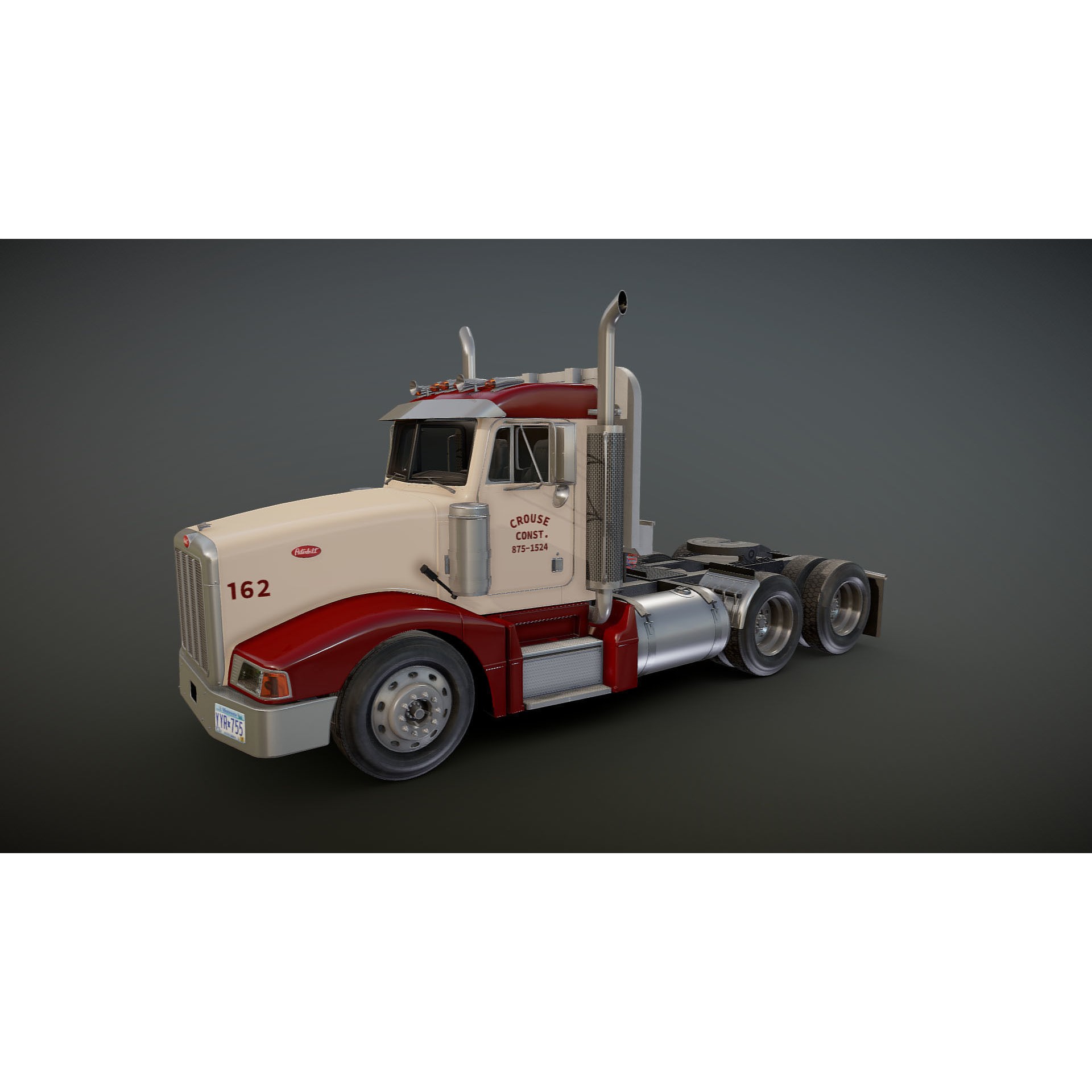 Peterbilt 377 Daycab Truck - Low-Poly Game-Ready 3D Model - View 20