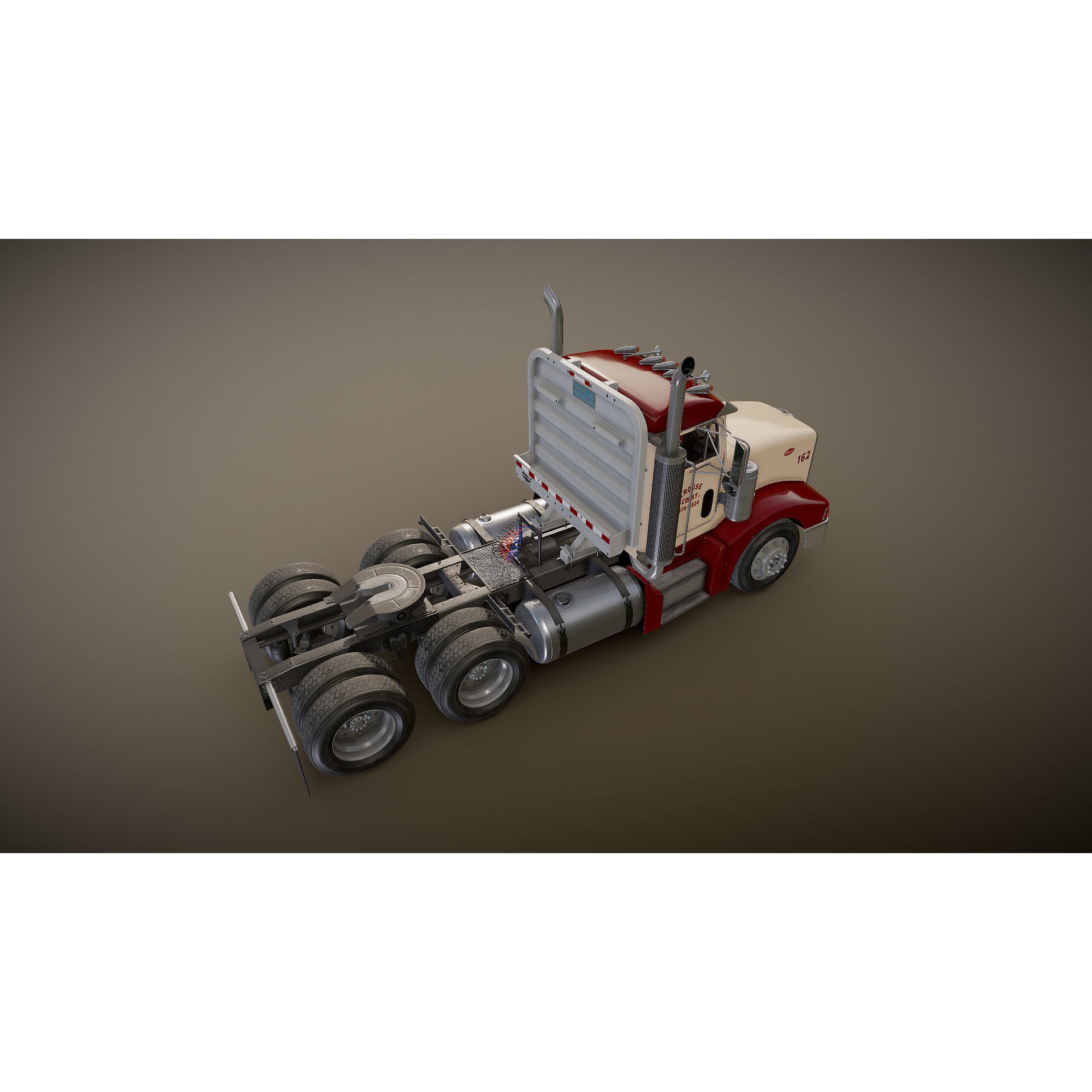 Peterbilt 377 Daycab Truck - Low-Poly Game-Ready 3D Model - View 21