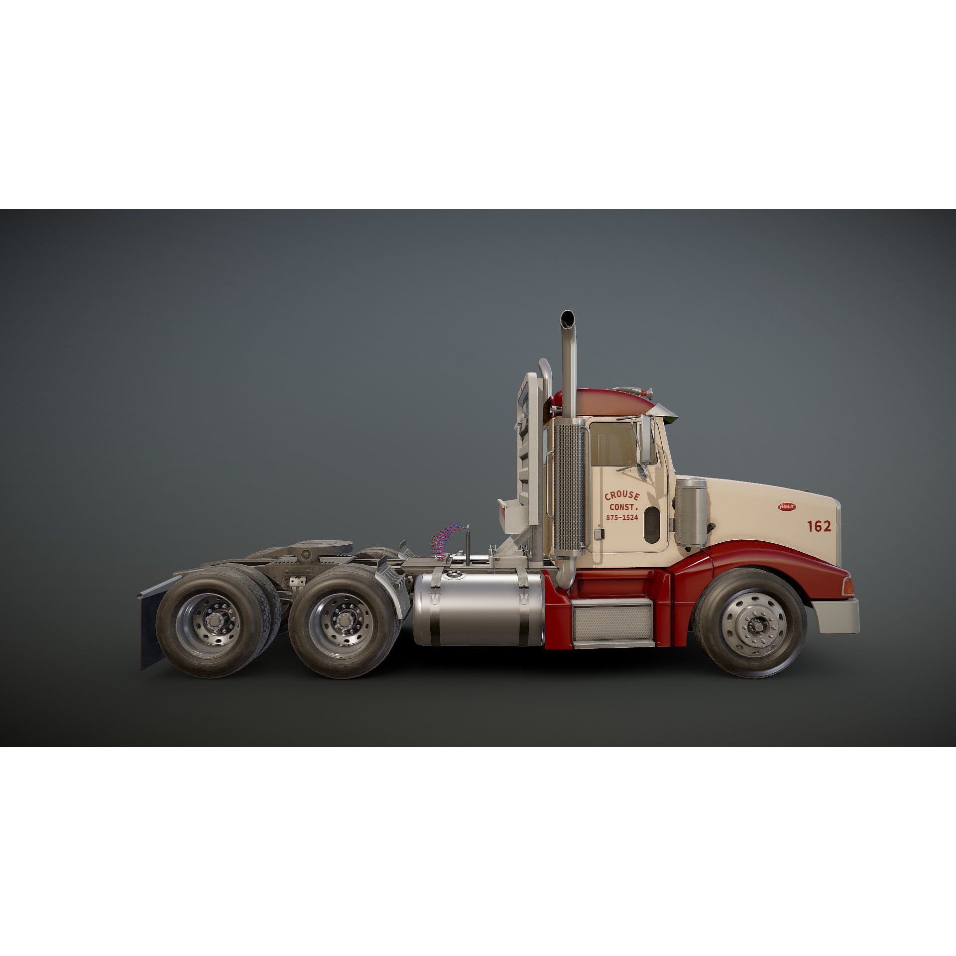 Peterbilt 377 Daycab Truck - Low-Poly Game-Ready 3D Model - View 22