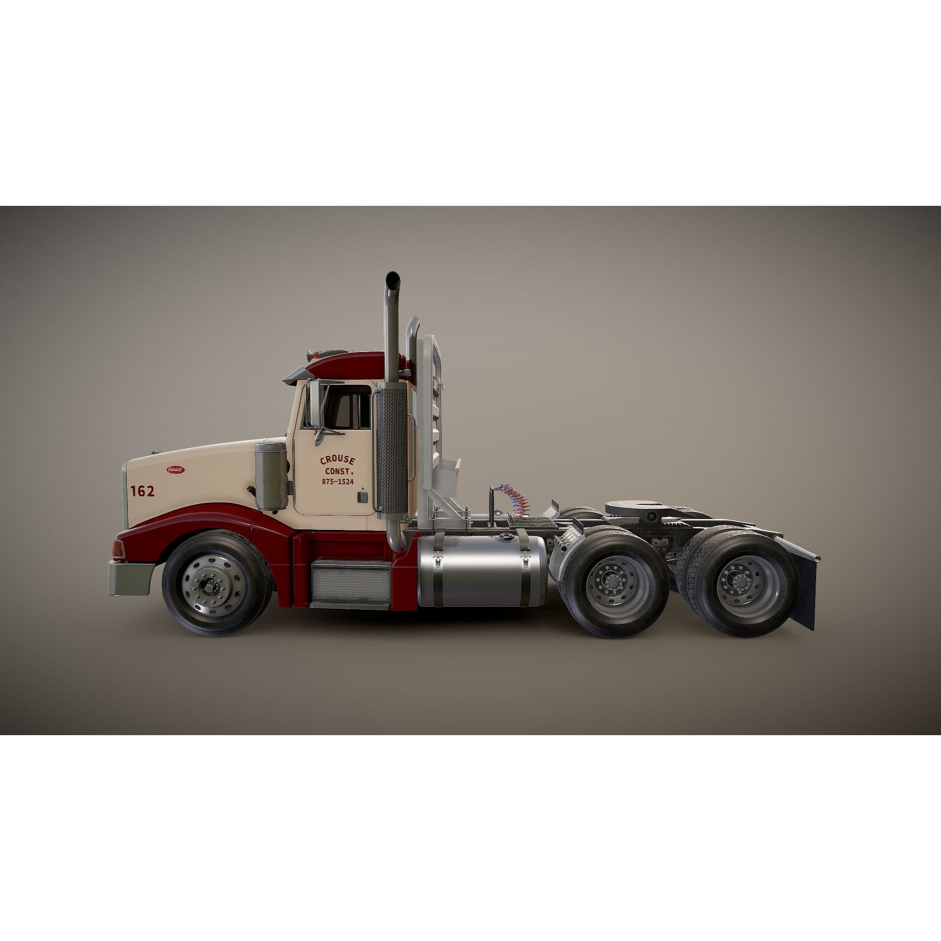Peterbilt 377 Daycab Truck - Low-Poly Game-Ready 3D Model - View 23
