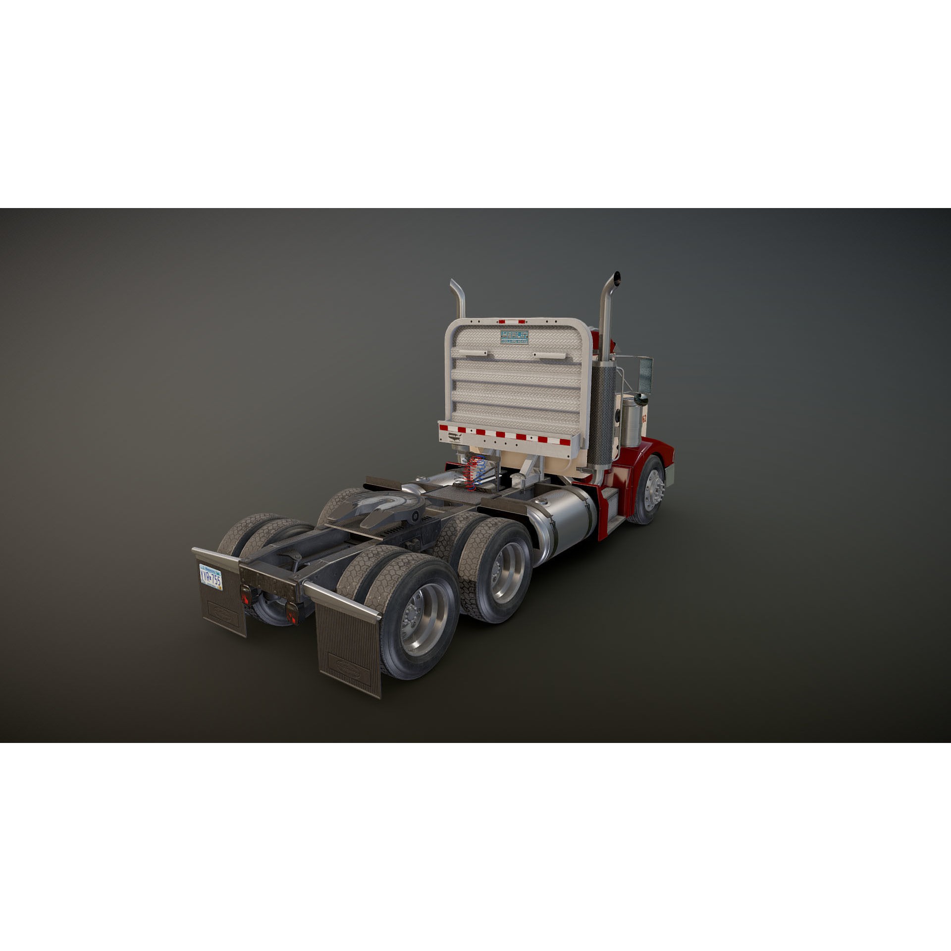Peterbilt 377 Daycab Truck - Low-Poly Game-Ready 3D Model - View 25