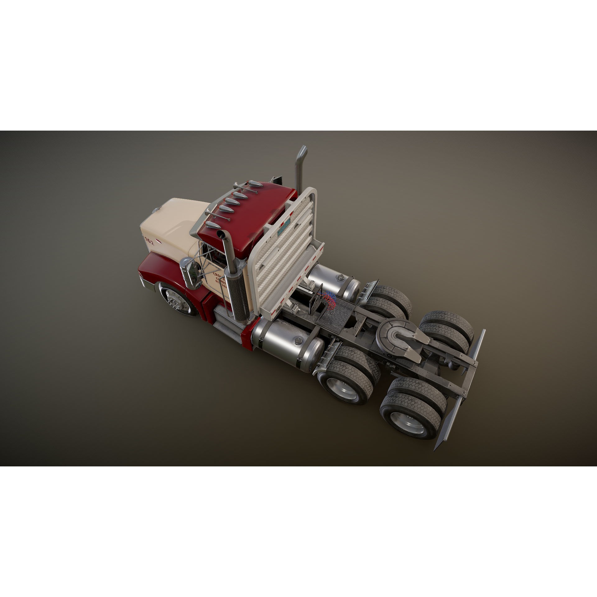 Peterbilt 377 Daycab Truck - Low-Poly Game-Ready 3D Model - View 26