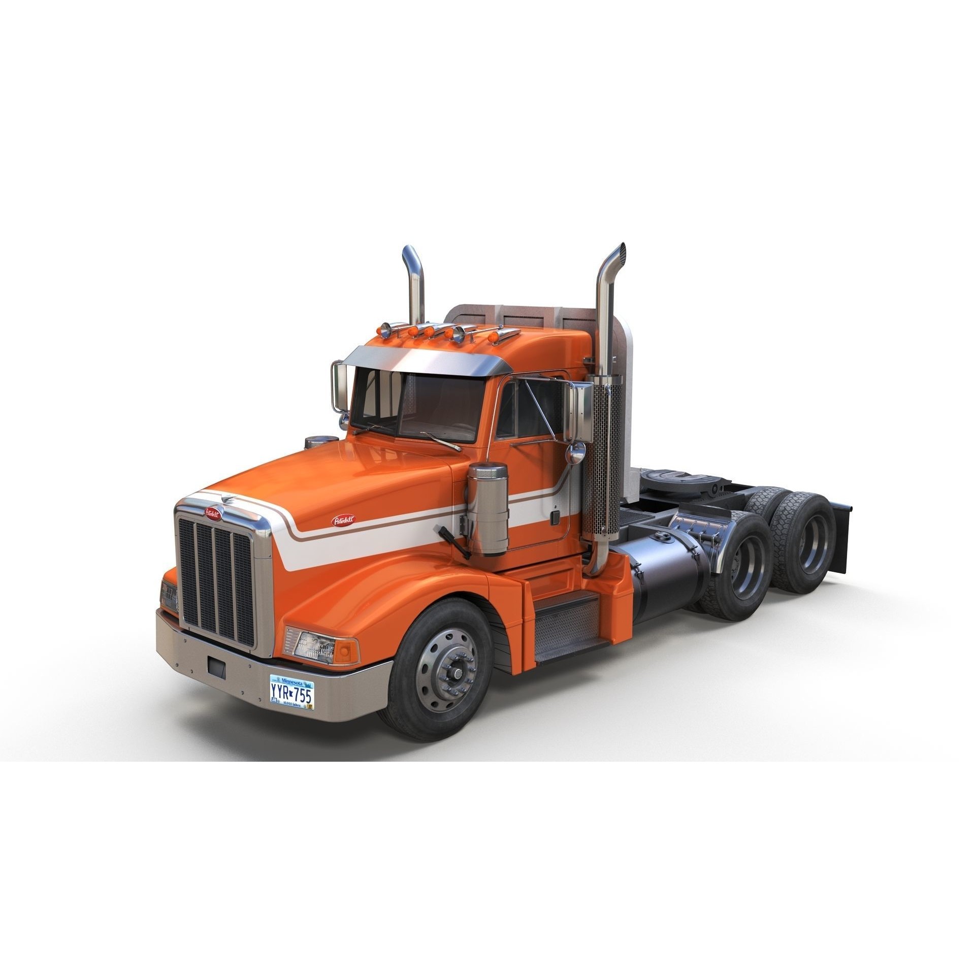 Peterbilt 377 Daycab Truck - Low-Poly Game-Ready 3D Model - View 3