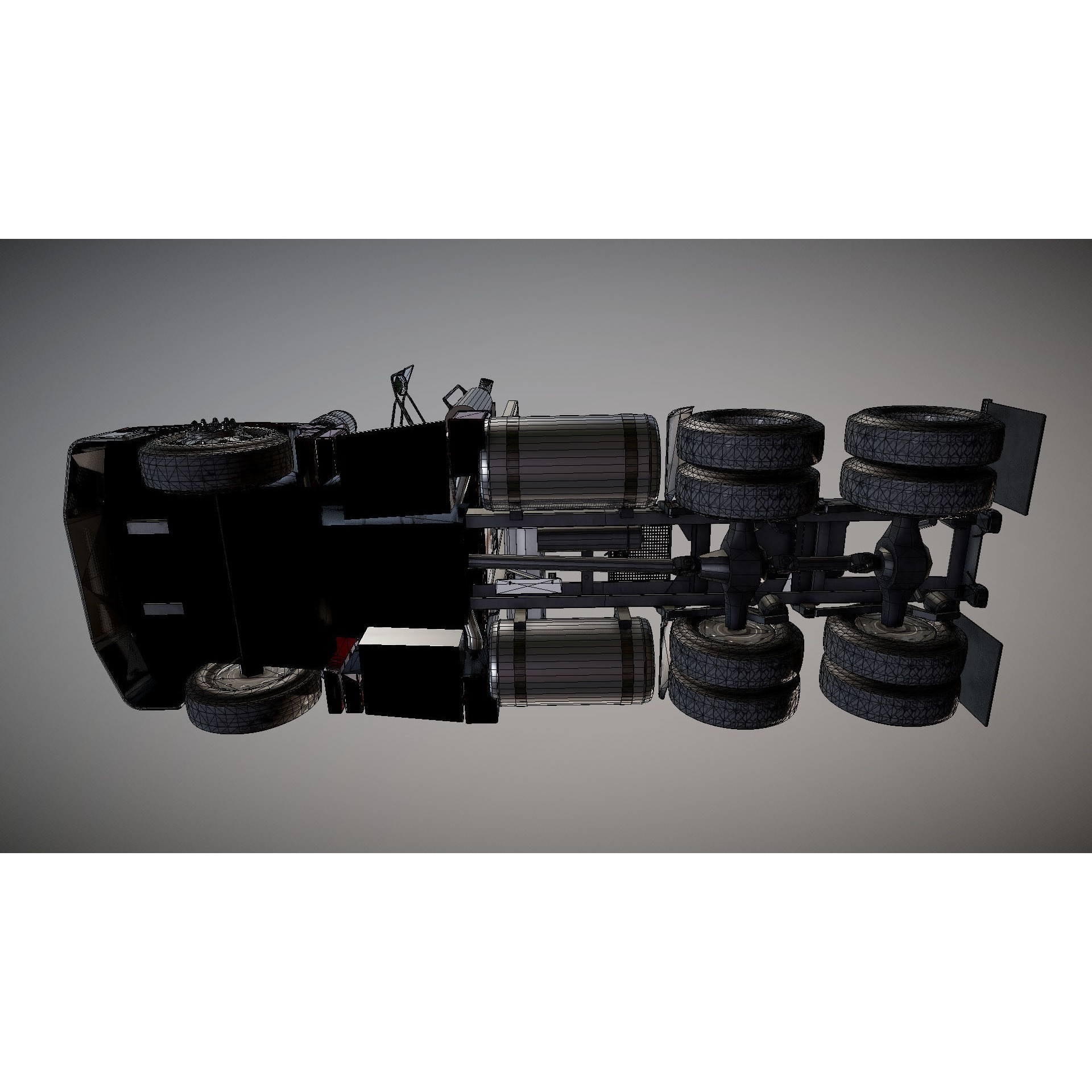 Peterbilt 377 Daycab Truck - Low-Poly Game-Ready 3D Model - View 30