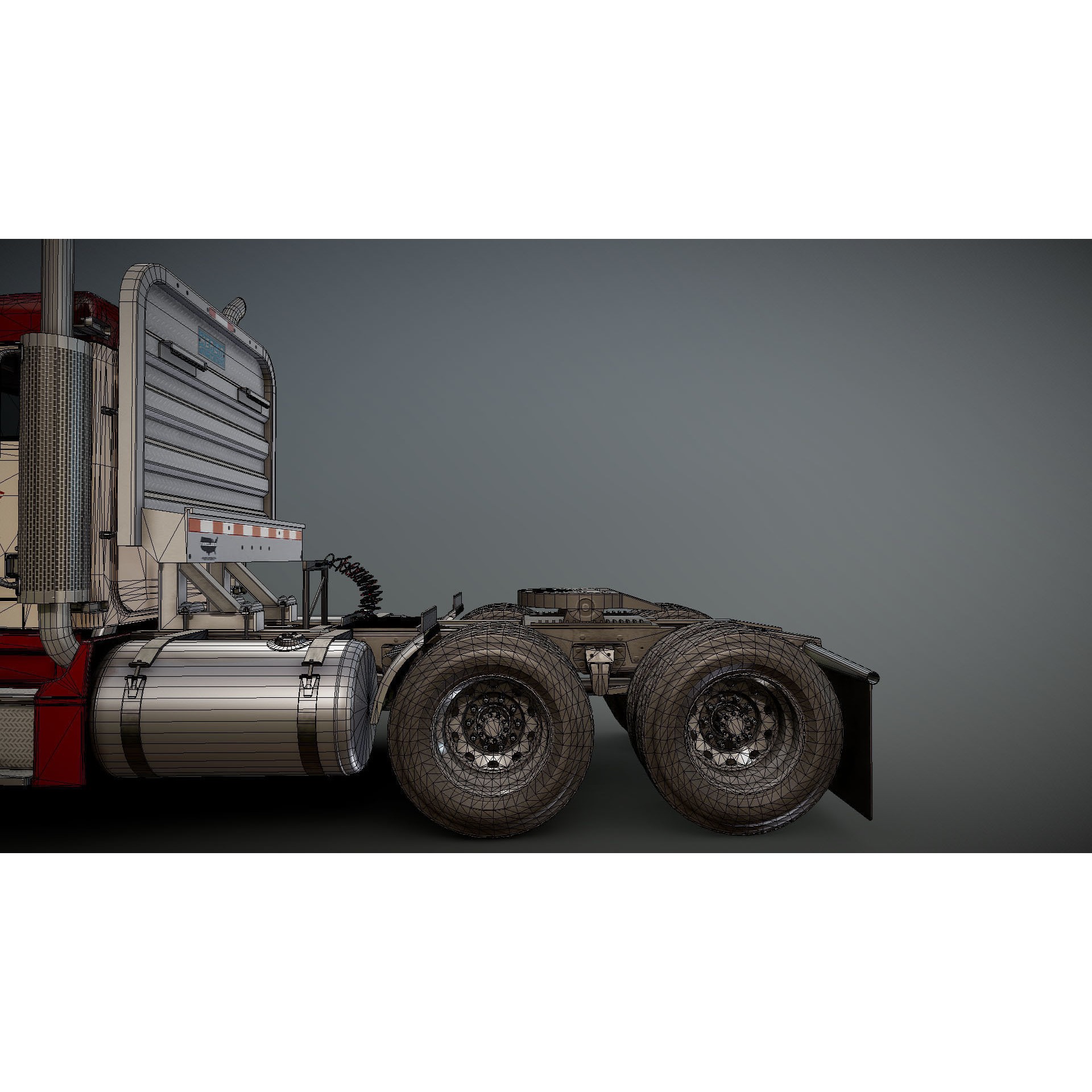 Peterbilt 377 Daycab Truck - Low-Poly Game-Ready 3D Model - View 32