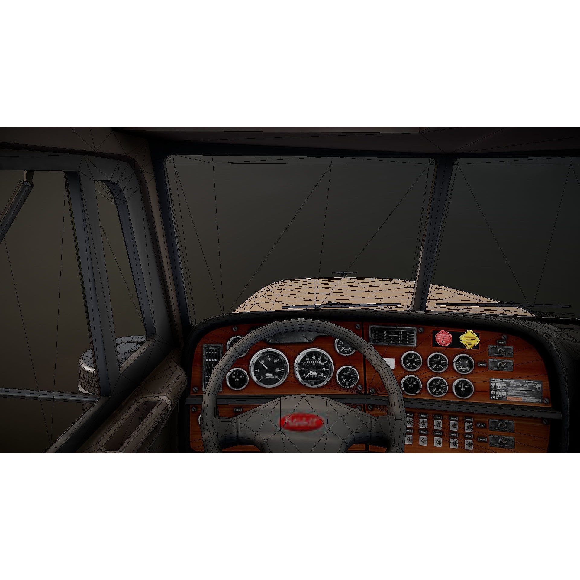 Peterbilt 377 Daycab Truck - Low-Poly Game-Ready 3D Model - View 33