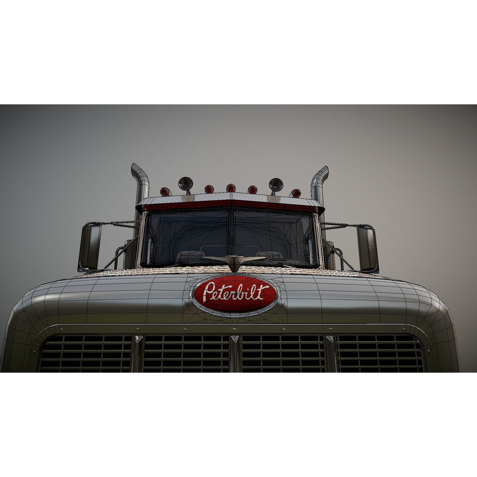 Peterbilt 377 Daycab Truck - Low-Poly Game-Ready 3D Model - View 34
