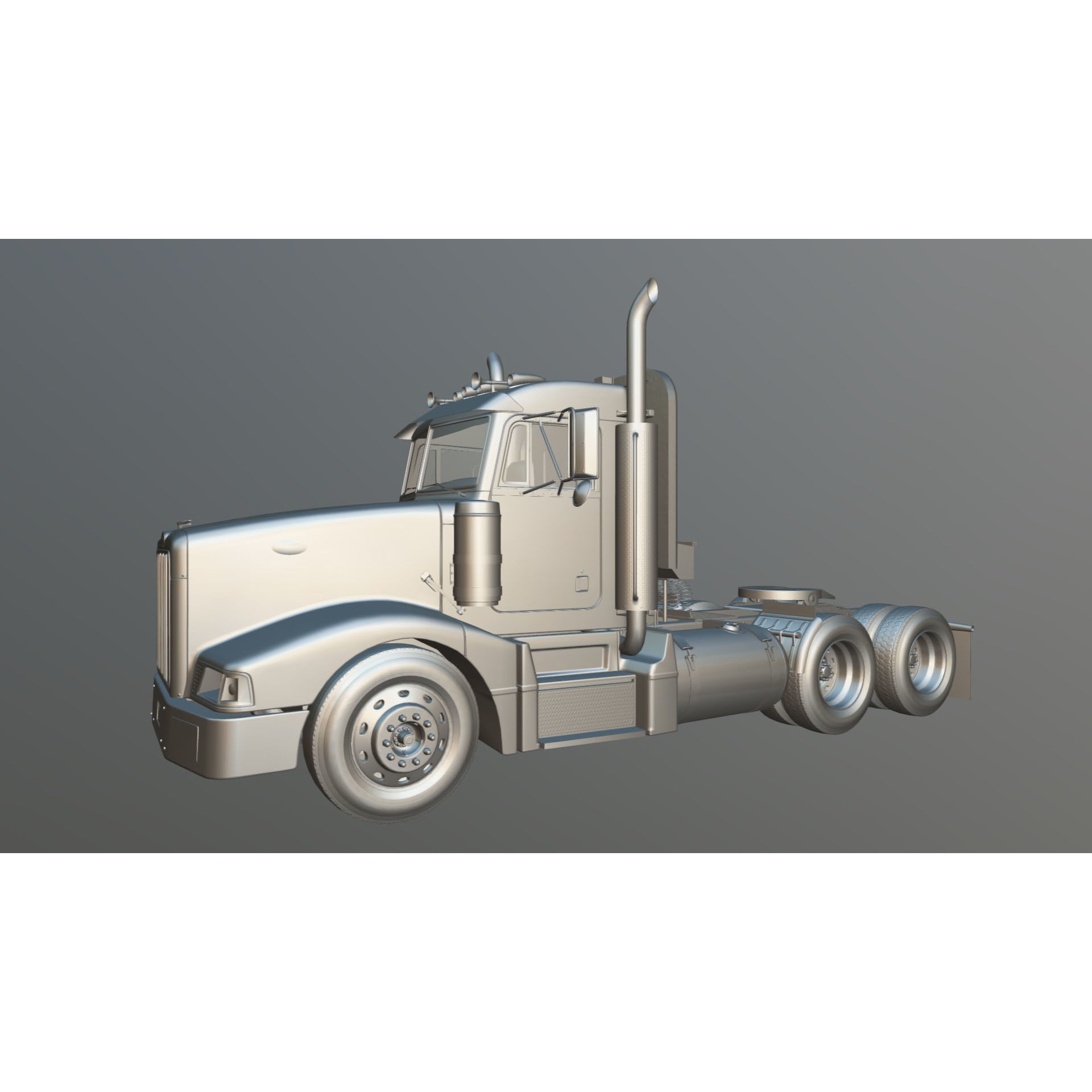 Peterbilt 377 Daycab Truck - Low-Poly Game-Ready 3D Model - View 35
