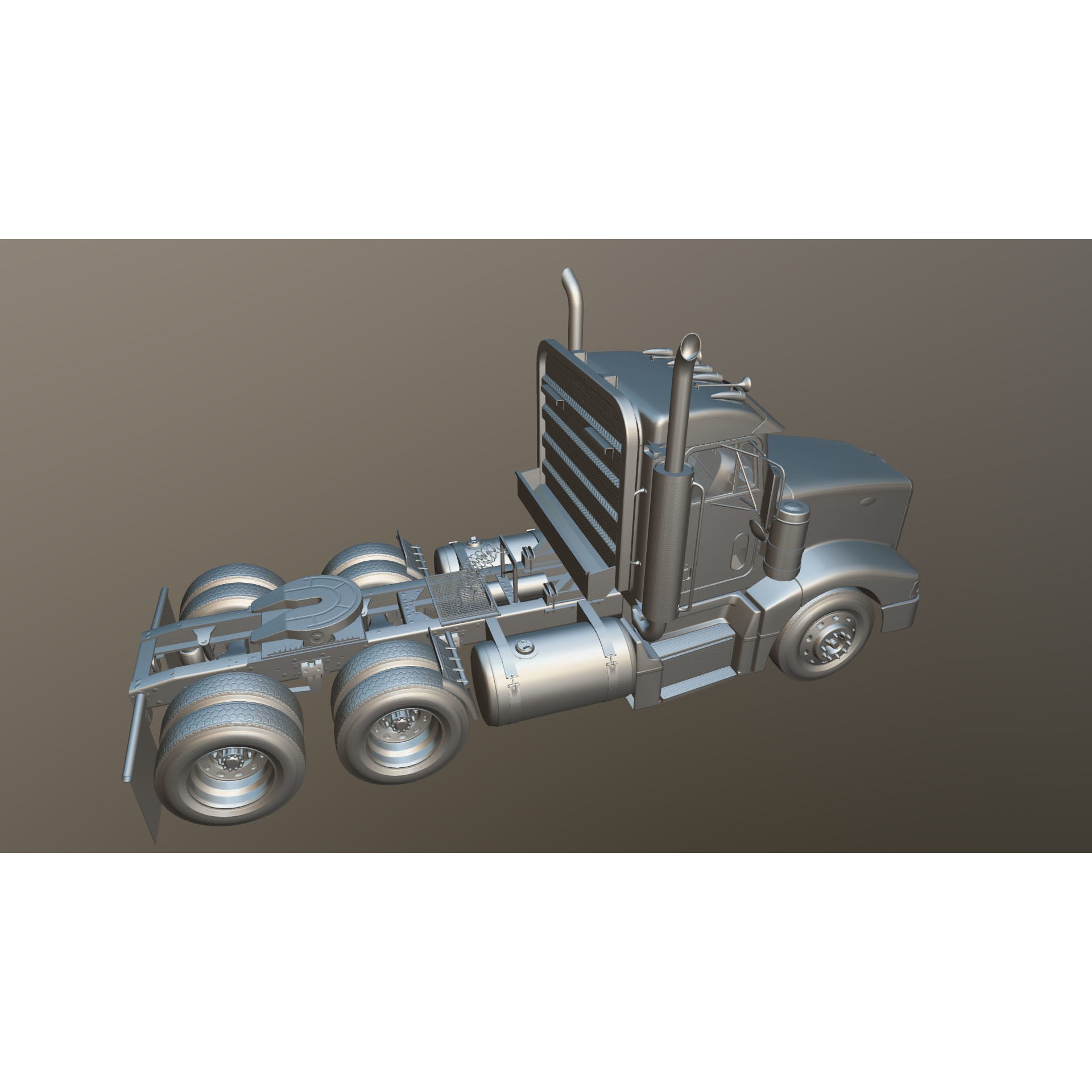 Peterbilt 377 Daycab Truck - Low-Poly Game-Ready 3D Model - View 36