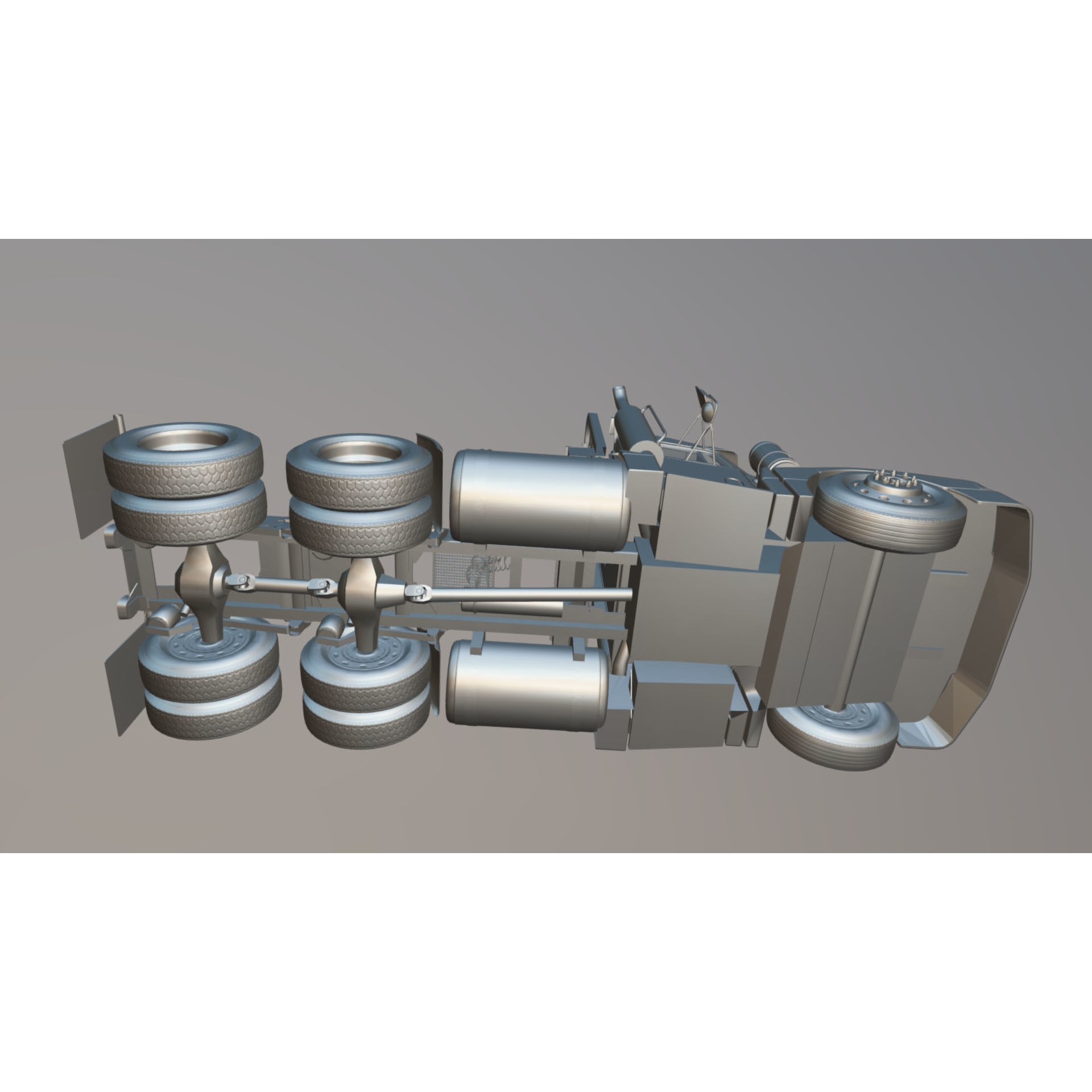 Peterbilt 377 Daycab Truck - Low-Poly Game-Ready 3D Model - View 37