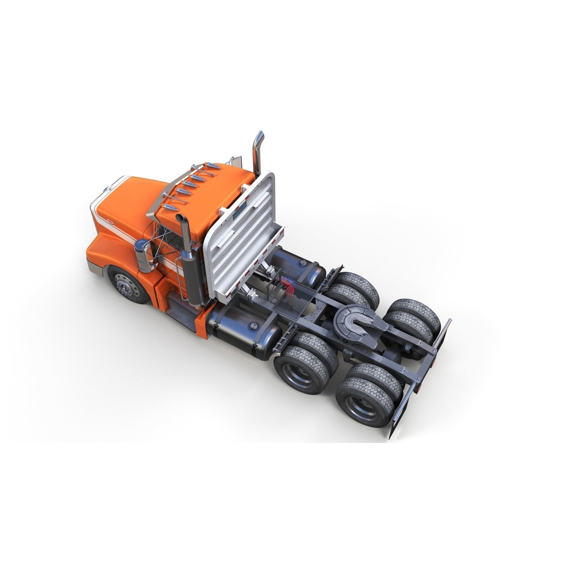 Peterbilt 377 Daycab Truck - Low-Poly Game-Ready 3D Model - View 8