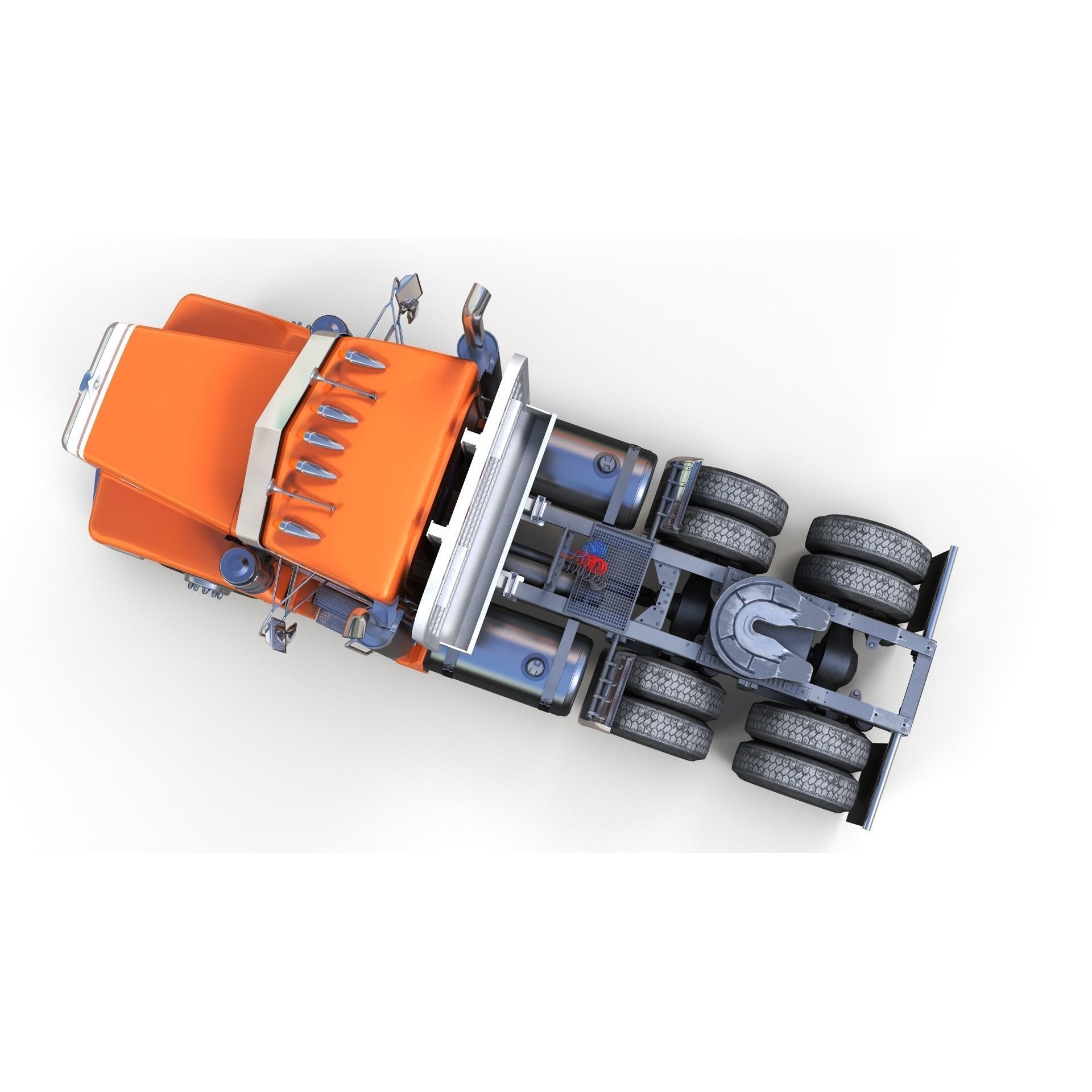 Peterbilt 377 Daycab Truck - Low-Poly Game-Ready 3D Model - View 9