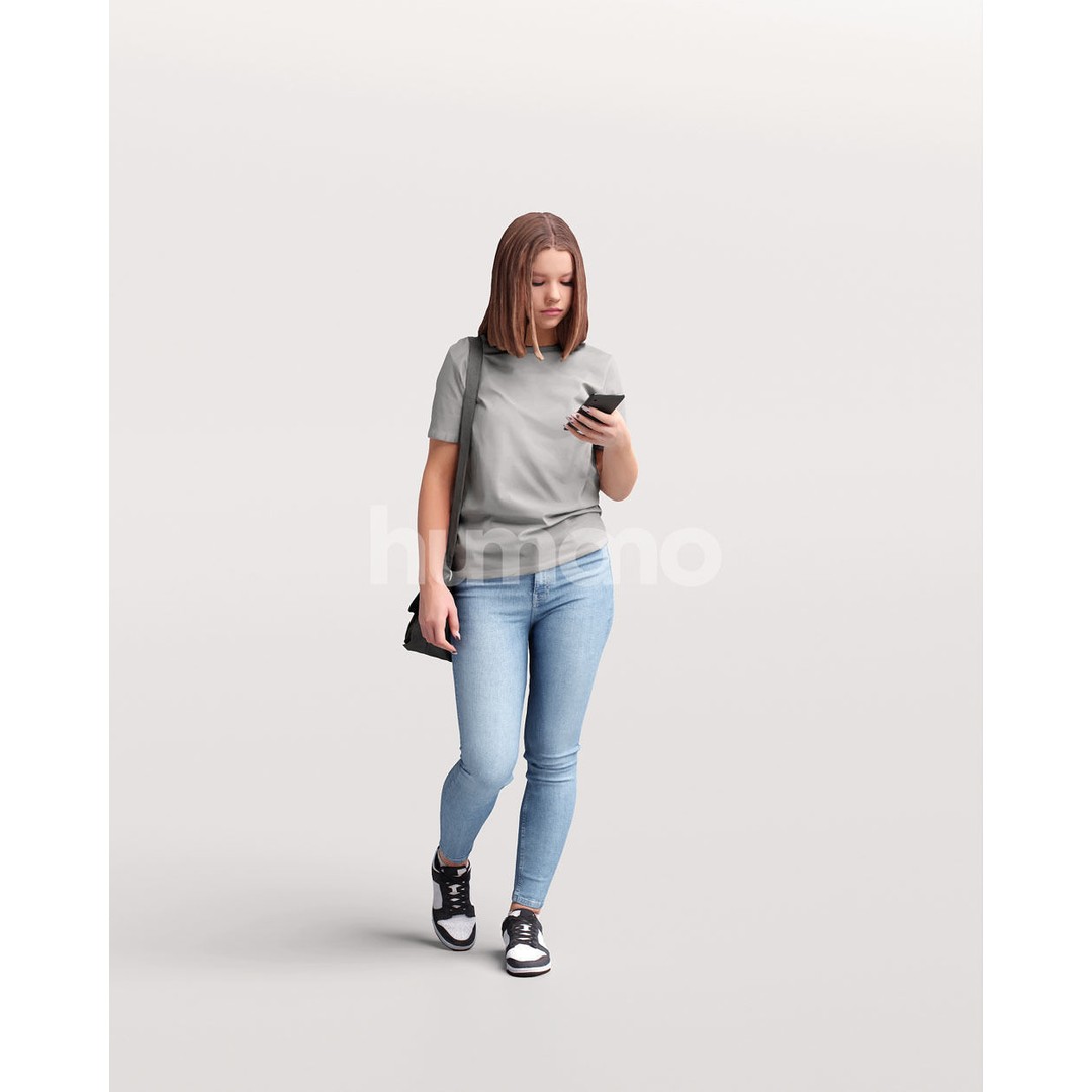 Casual Woman Walking 3D Model – PBR Textured, Game Ready, FBX - View 10