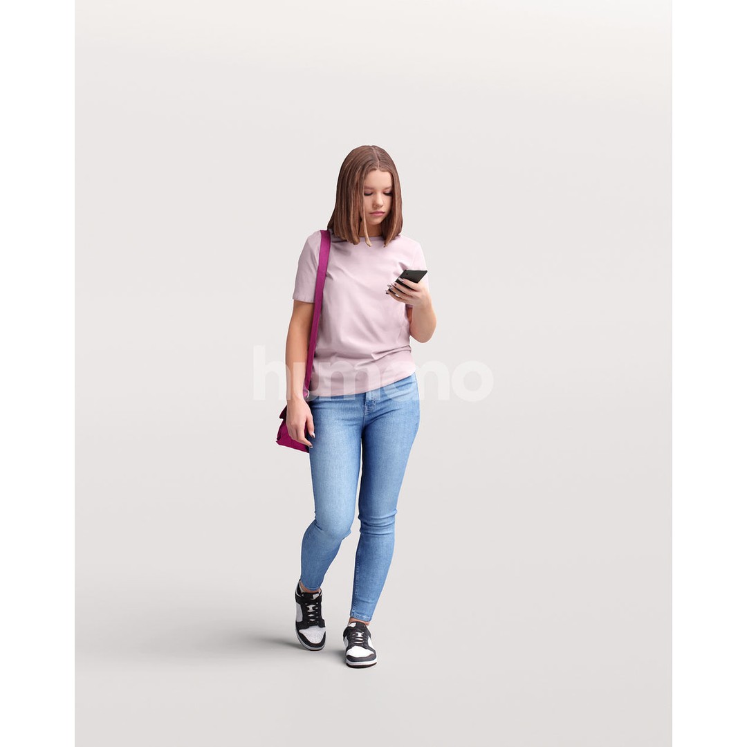 Casual Woman Walking 3D Model – PBR Textured, Game Ready, FBX - View 11