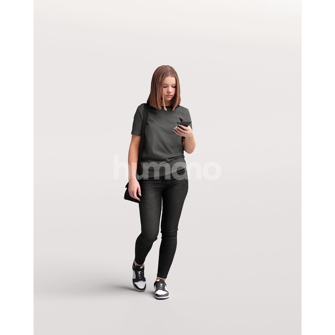 Casual Woman Walking 3D Model – PBR Textured, Game Ready, FBX - View 12