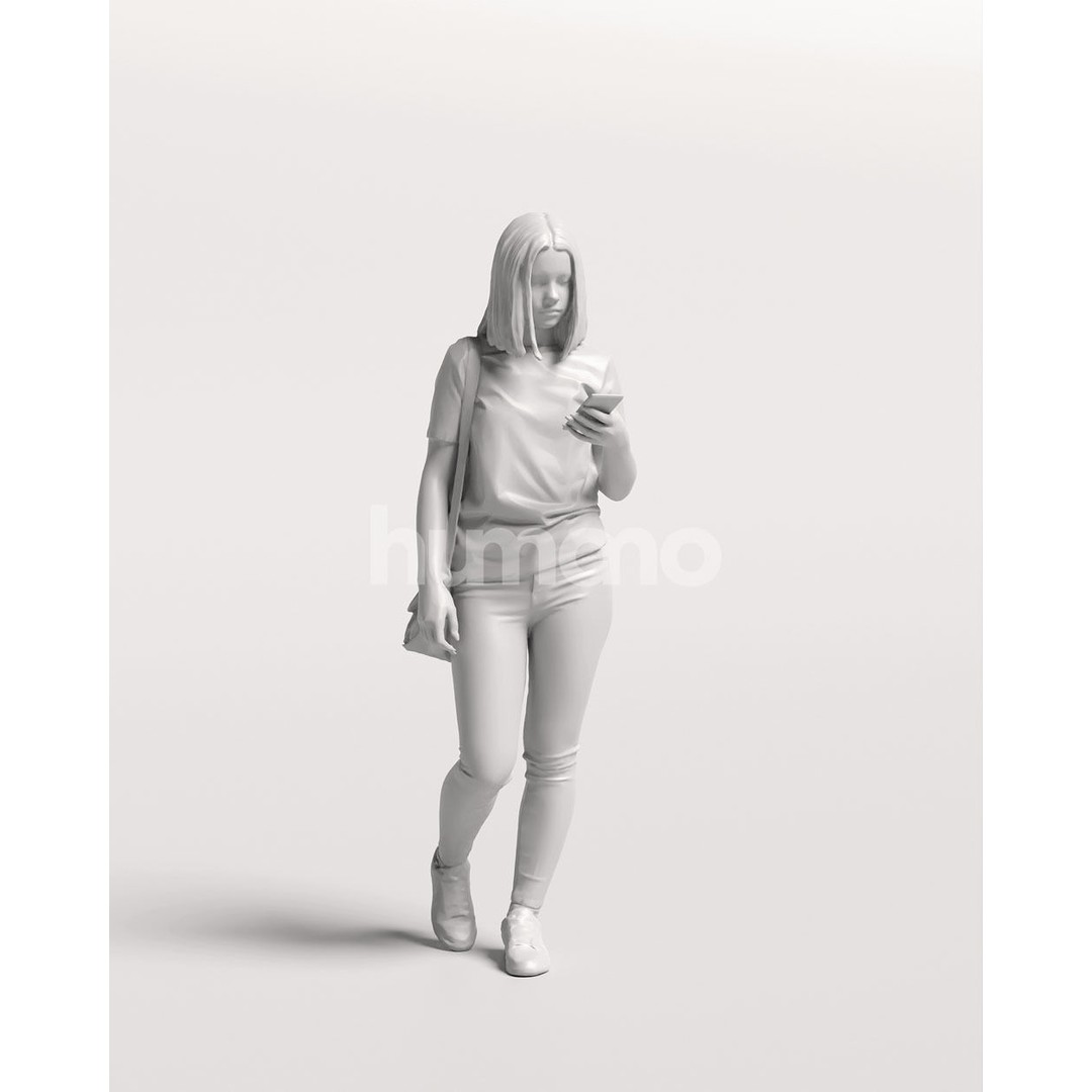 Casual Woman Walking 3D Model – PBR Textured, Game Ready, FBX - View 13