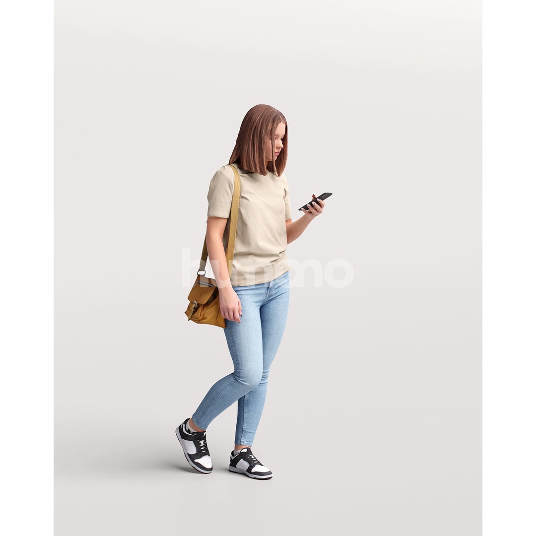 Casual Woman Walking 3D Model – PBR Textured, Game Ready, FBX - View 4