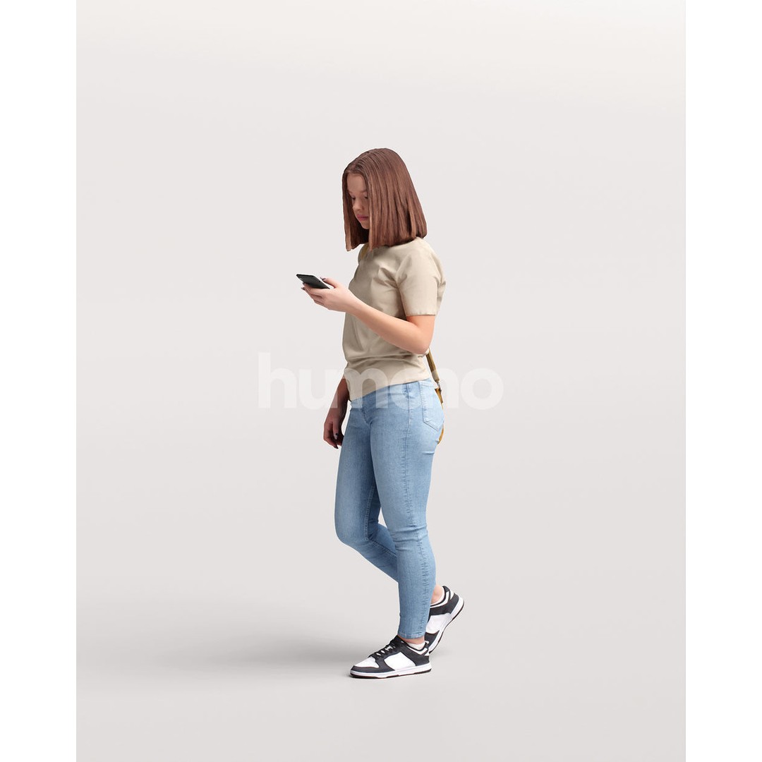 Casual Woman Walking 3D Model – PBR Textured, Game Ready, FBX - View 6