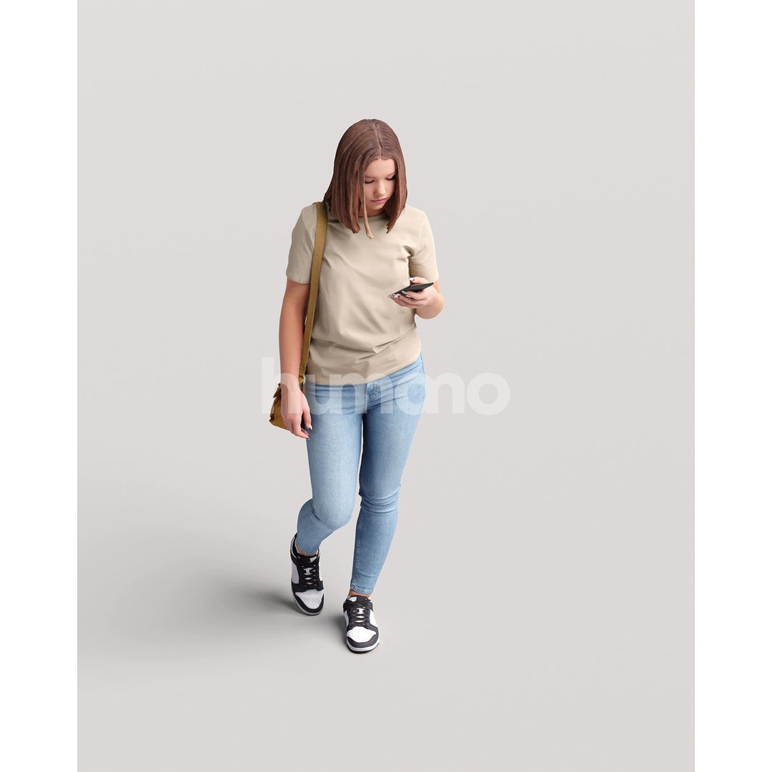 Casual Woman Walking 3D Model – PBR Textured, Game Ready, FBX - View 9