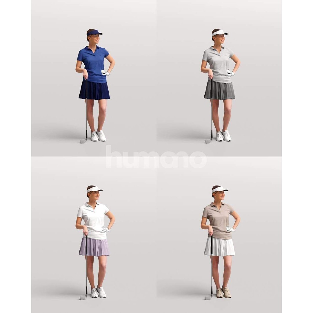 Humano Woman Golf Player 3D Model – Realistic PBR Textures, FBX, Blender - View 3