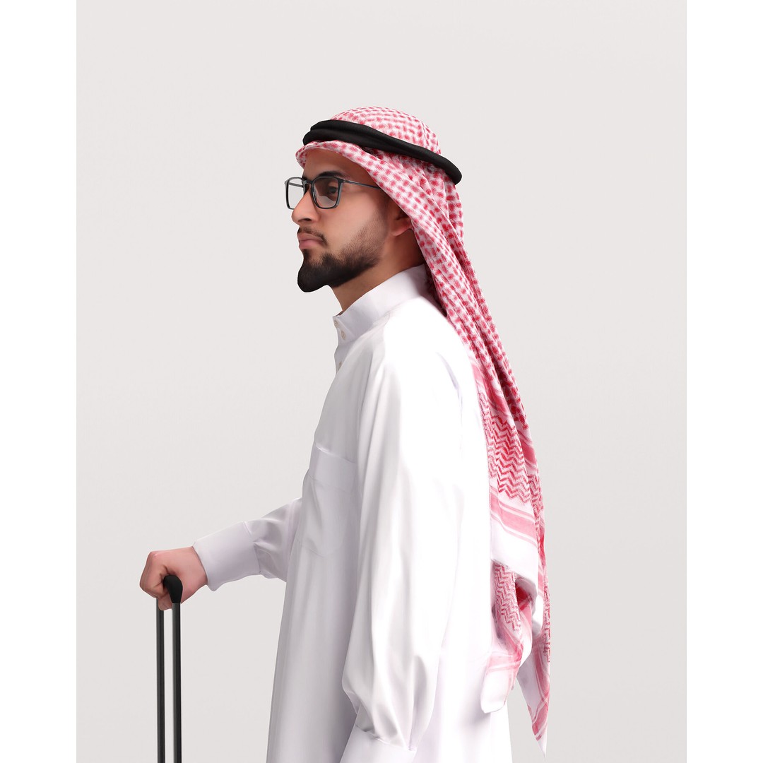 Arab Man 3D Model – Realistic Character with Suitcase, FBX - View 11