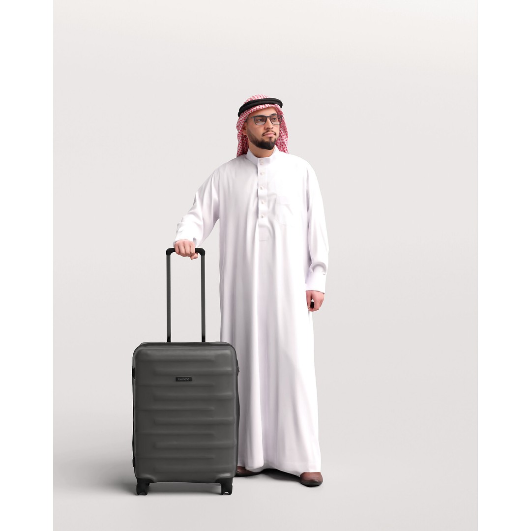Arab Man 3D Model – Realistic Character with Suitcase, FBX - View 5