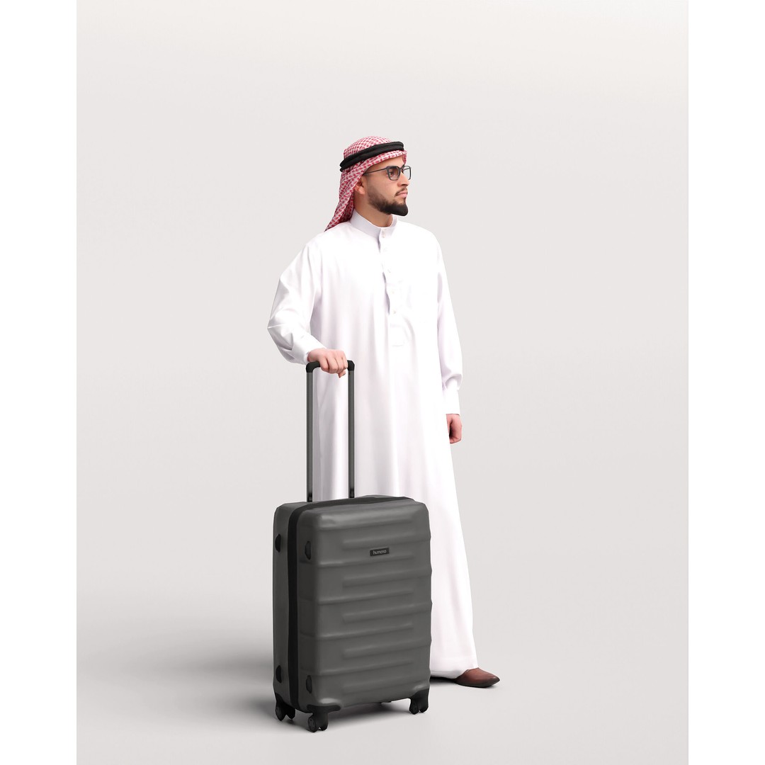 Arab Man 3D Model – Realistic Character with Suitcase, FBX - View 6