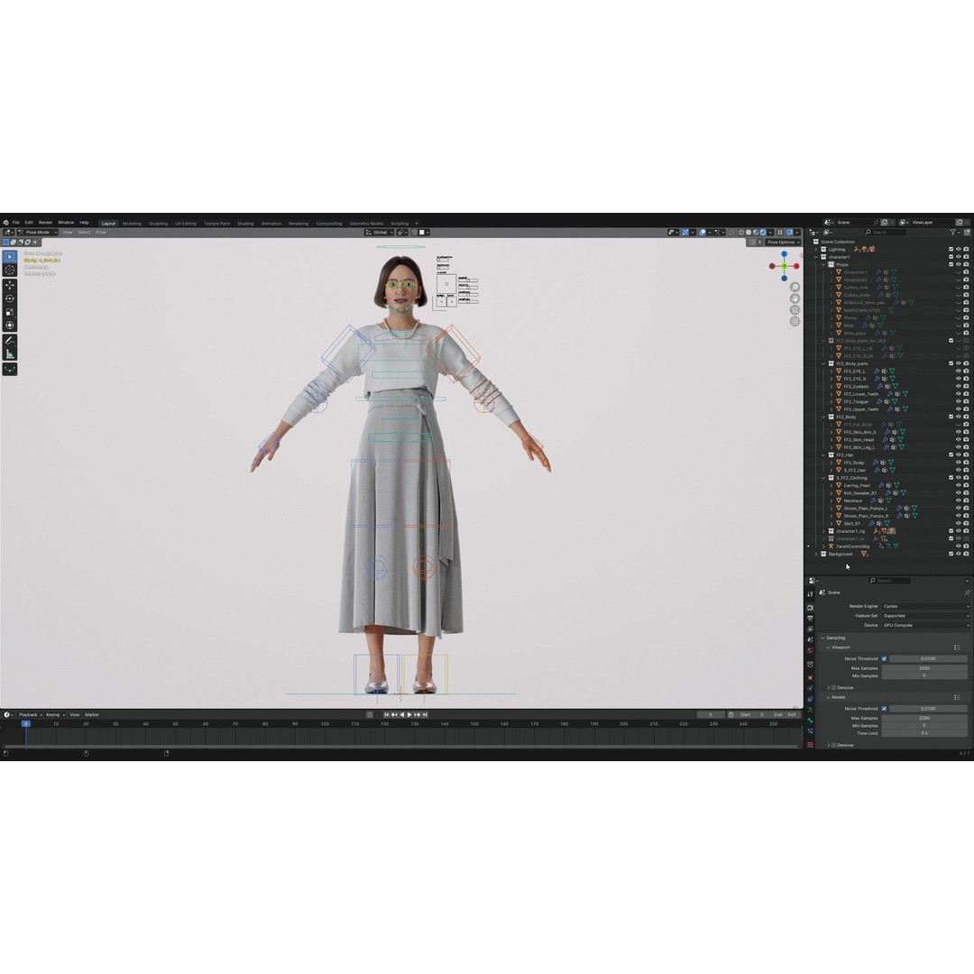 Asian Smart Casual Woman 3D Model – Low Poly Rigged Character, FBX - View 14