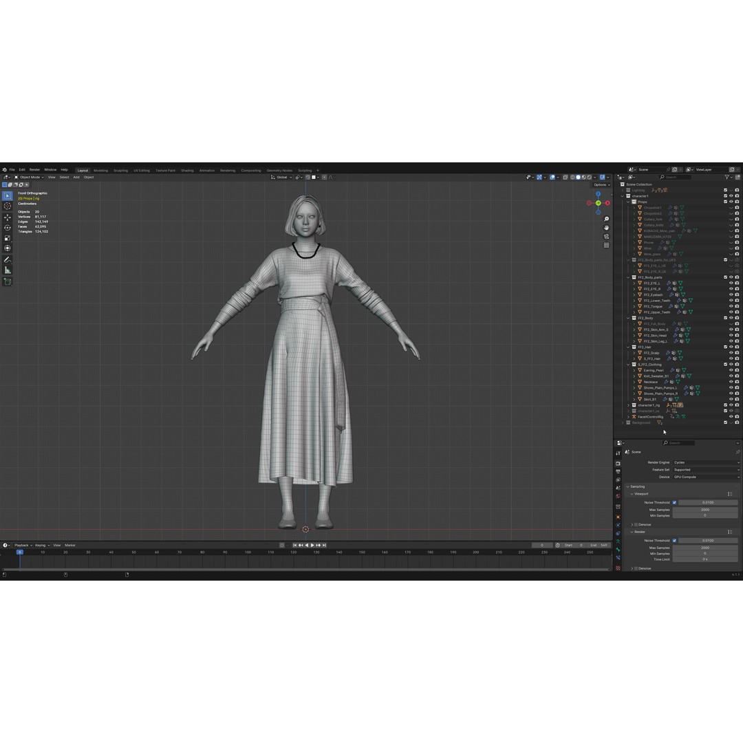 Asian Smart Casual Woman 3D Model – Low Poly Rigged Character, FBX - View 15
